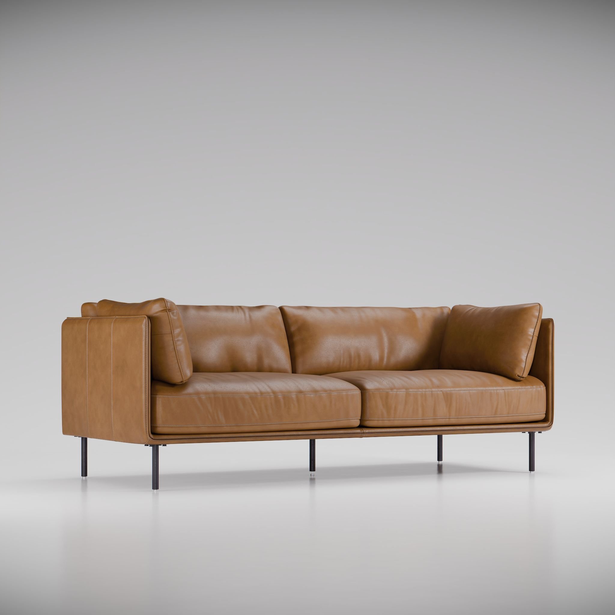 2/3 view of a leather sofa