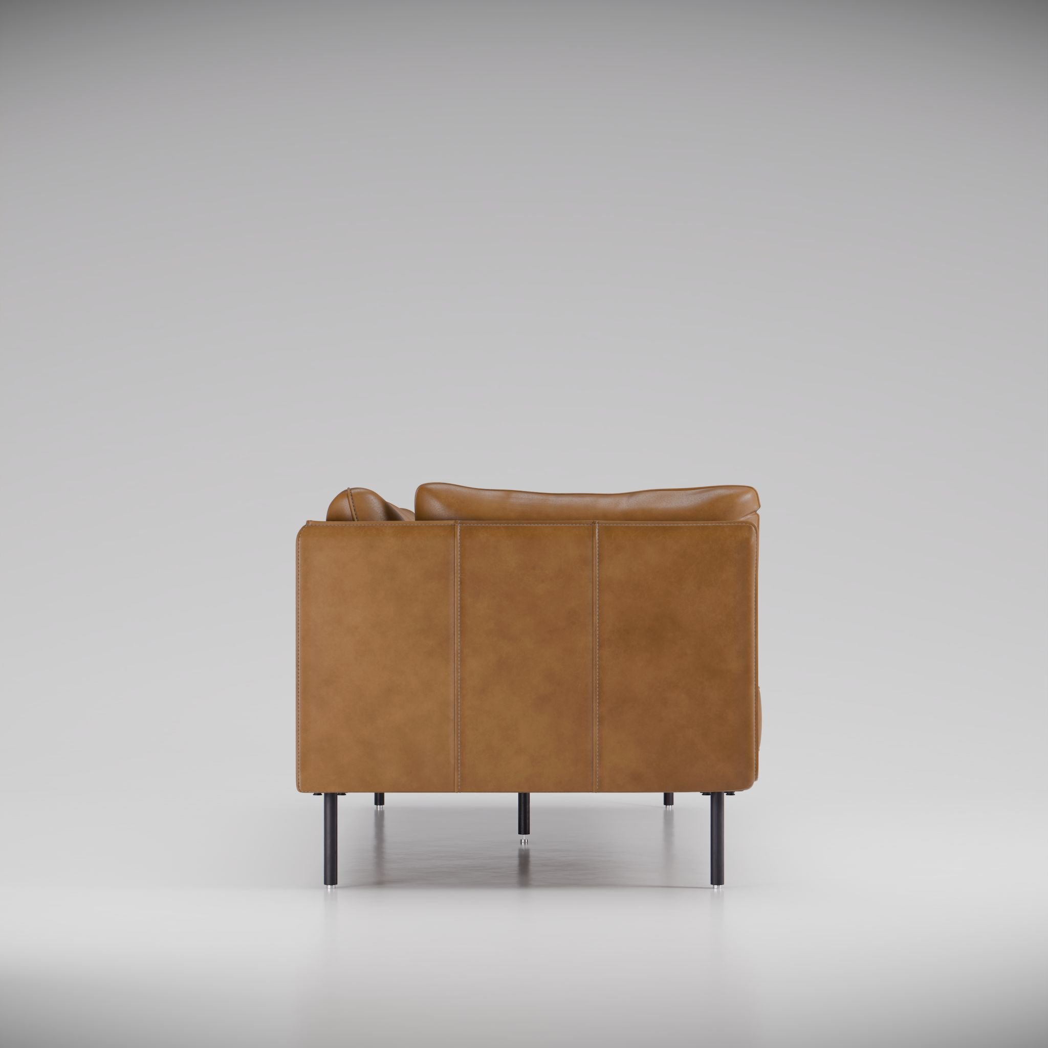 Side view of a leather sofa