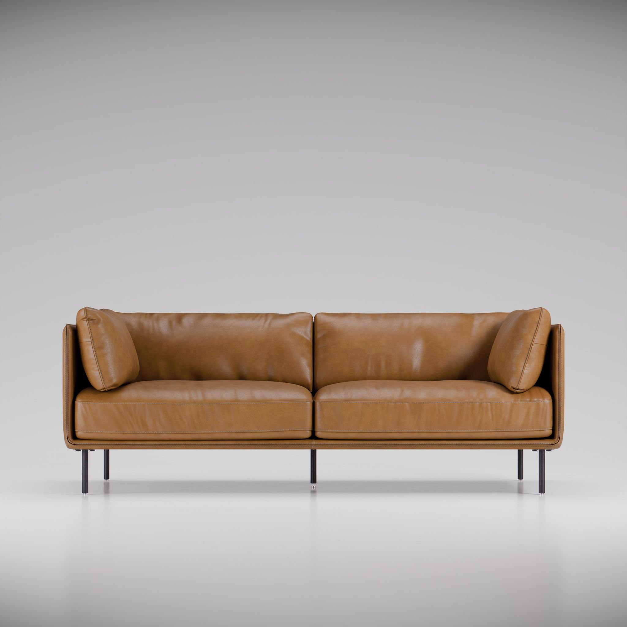 Front view of a leather sofa