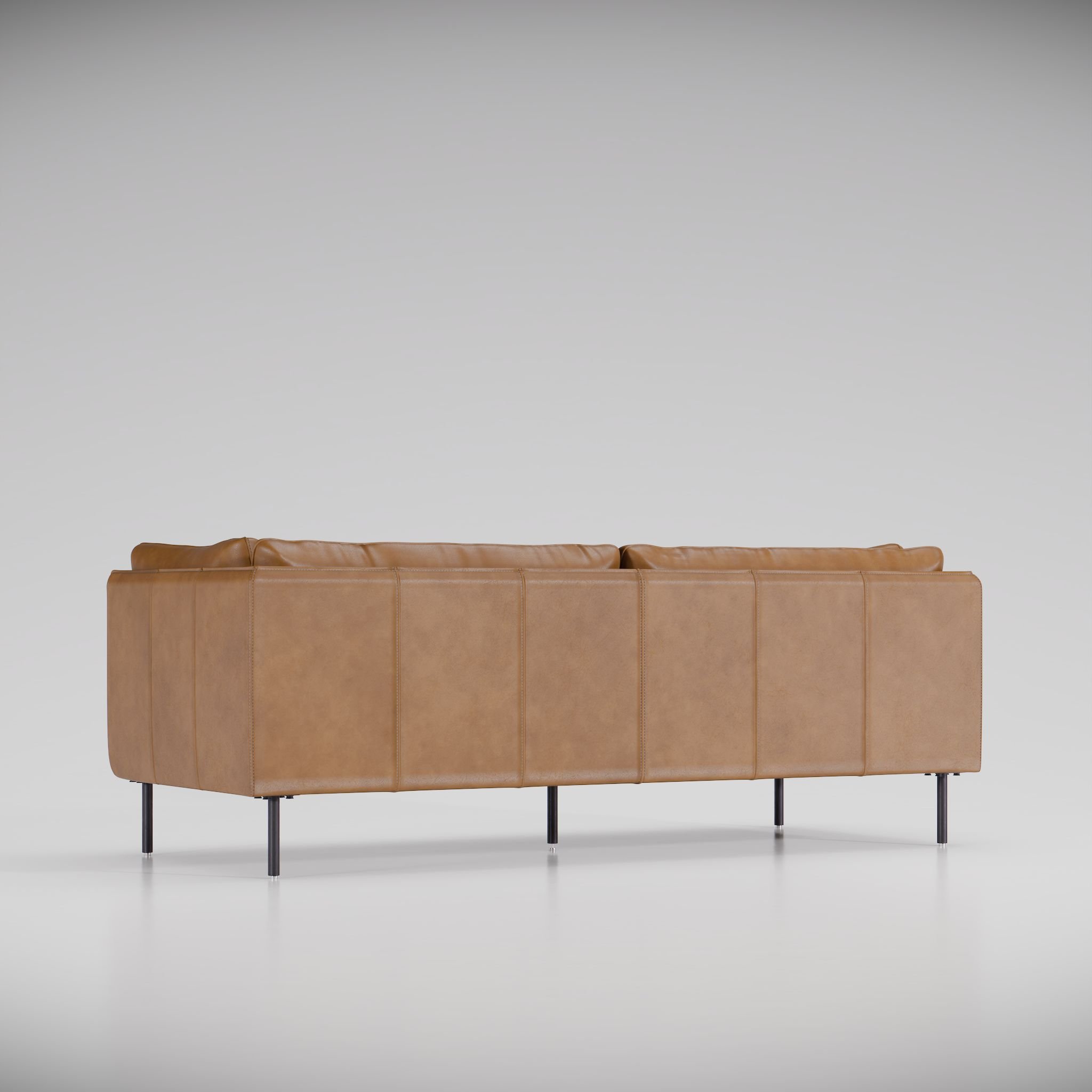 Back view of a leather sofa