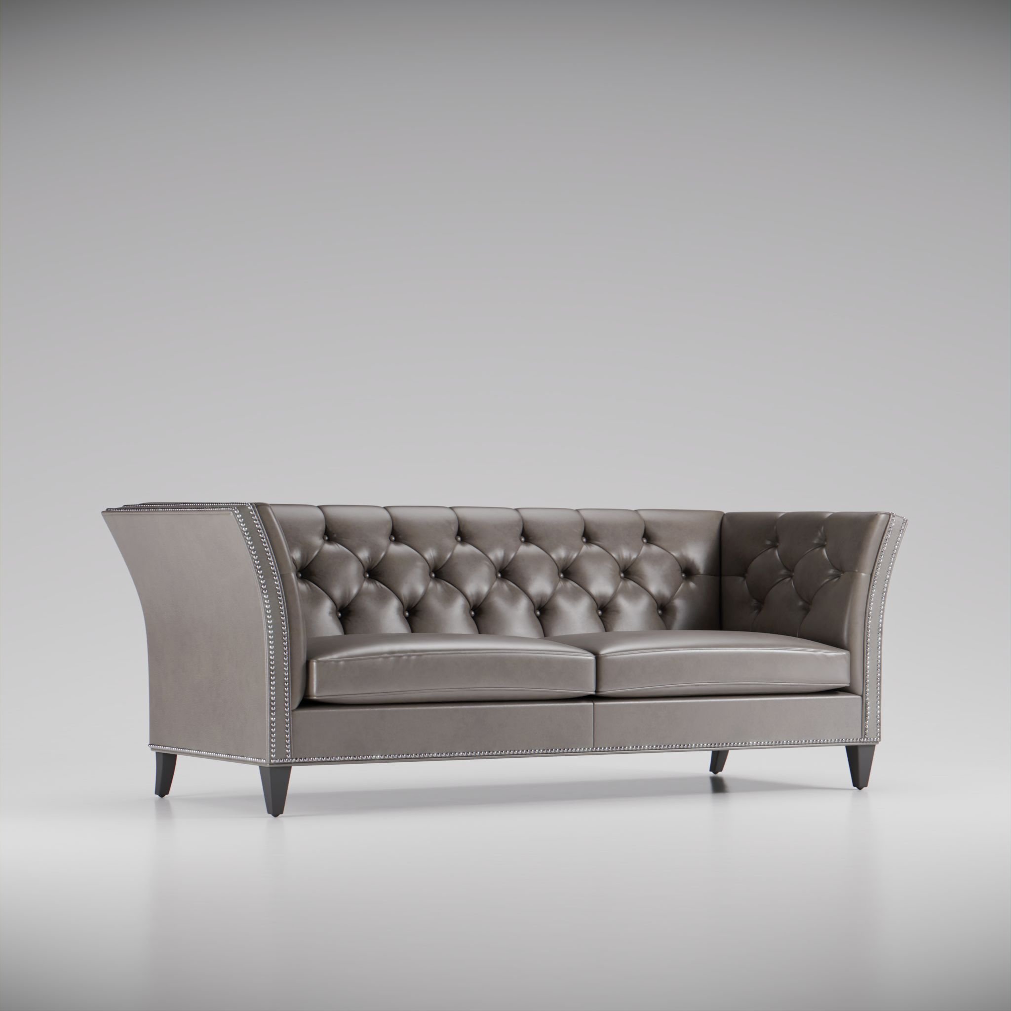 2/3 view of a leather sofa
