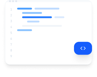 Code editor with blue highlighting on lines of code and a blue toggle button.