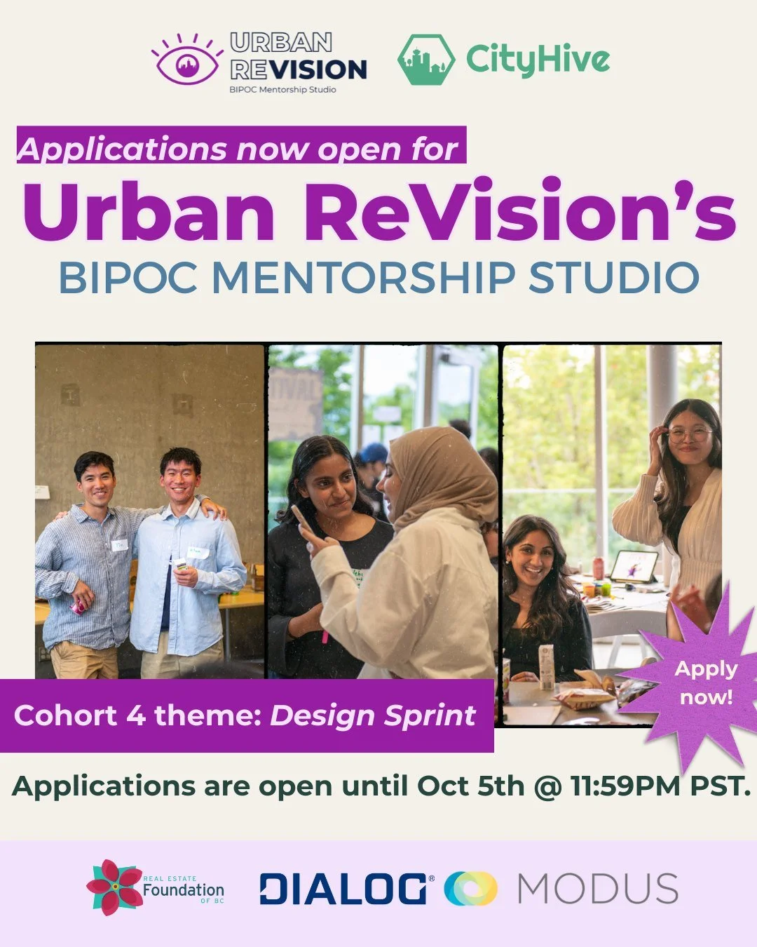 Urban ReVision: BIPOC Mentorship Studio is back! ✨🌆

Are you interested in exploring the fields of urban planning and civic governance? Join our  hands-on cohort program for BIPOC youth, ages 18-30ish! The program aims to enhance diversity in city-s