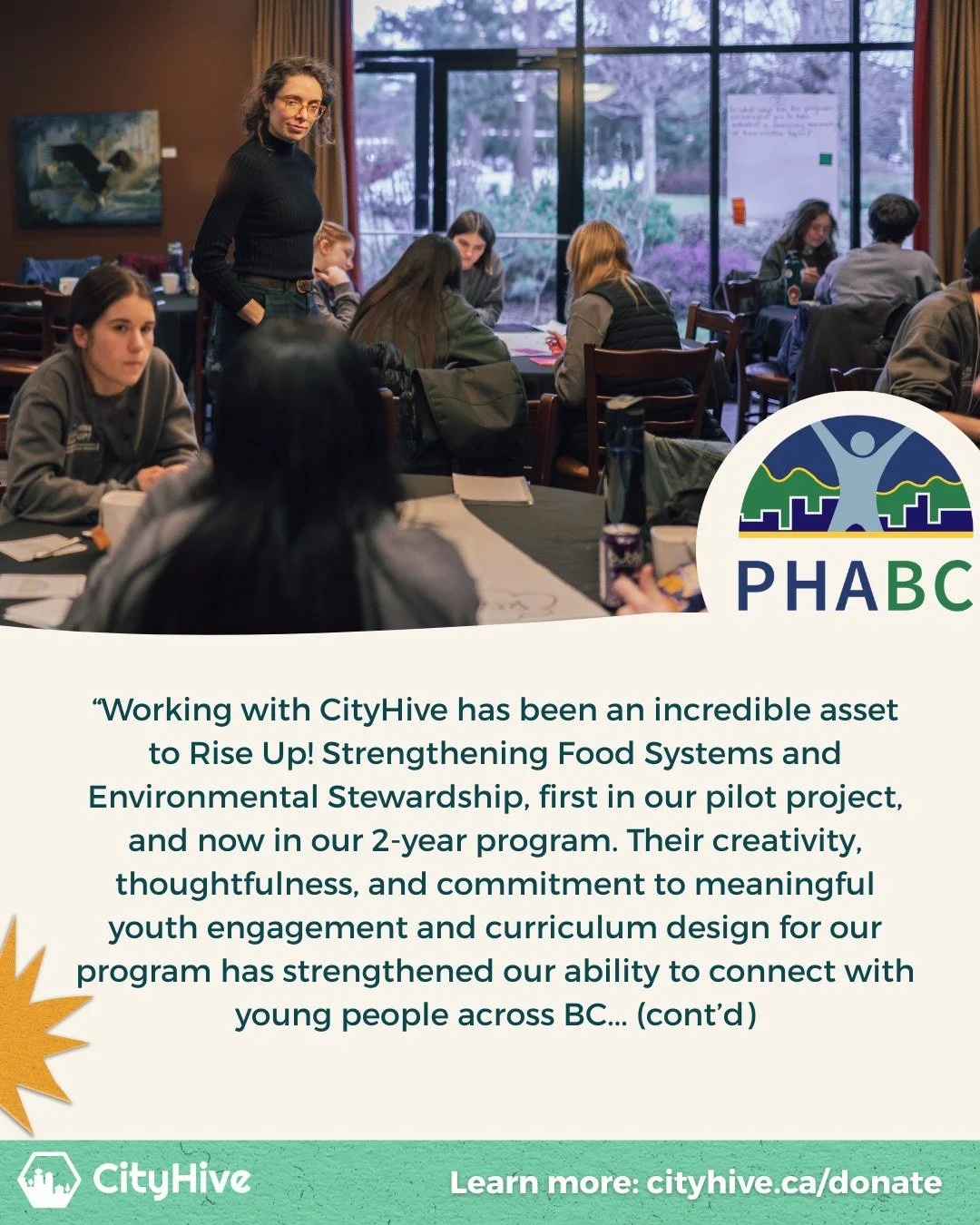 We&rsquo;re so grateful to be collaborating with our incredible partners at the @pha_bc on programs like Rise Up! 🌱
Together, we&rsquo;re tackling important community issues like local food systems and environmental stewardship: essential steps towa