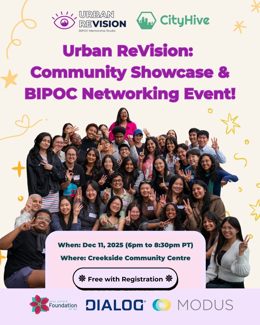 Urban ReVision Community Showcase &amp; BIPOC Networking Event 🌟

Join us in celebrating the creativity, perspectives, and conversations of the fourth Cohort of  Urban ReVision! This is a space to share ideas and connect with your community.

📅 Dec