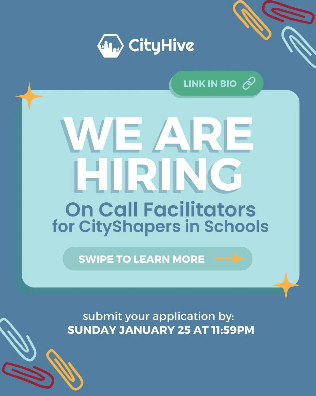 Join our team! ✏️📚🎒

We're looking for 8-10 on-call volunteer facilitators to deliver housing, climate, and public space design workshops as part of our CityShapers in Schools program.

All facilitators will receive training, mentorship, and an hon