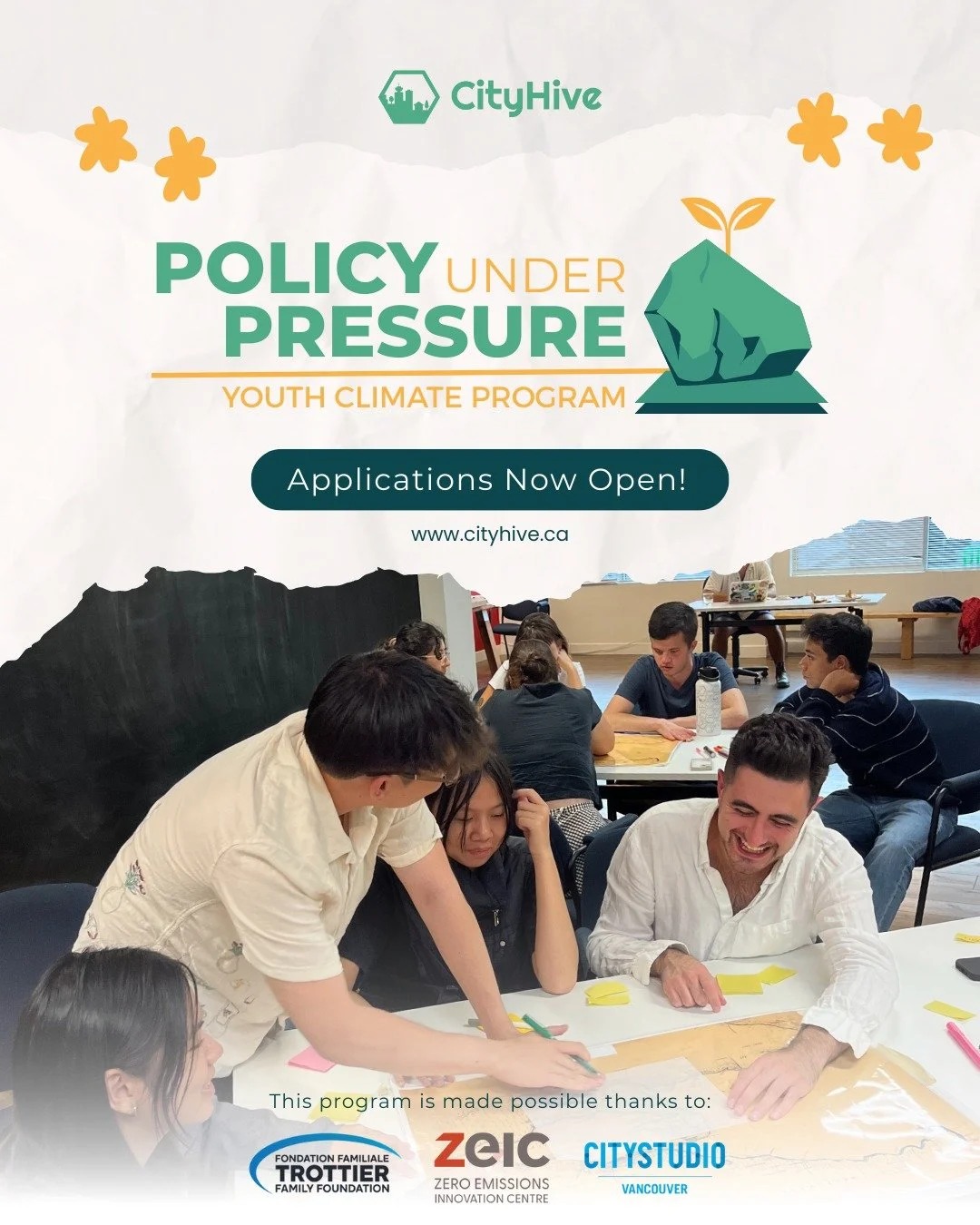 🚨 BREAKING NEWS 🚨
CityHive's newest program is officially OPEN for applications! 🎉

Policy Under Pressure is a 3-month cohort experience for young people (18&ndash;30) who want to go beyond the headlines and actually understand how decisions get m