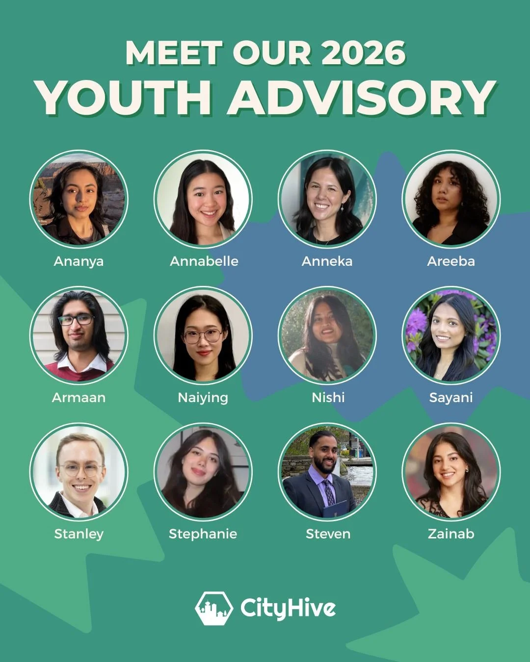⭐ Meet the 2026 CityHive Youth Advisory (CHYA) ⭐

The CHYA is a cohort of CityHive alumni and community members who care about meaningful youth civic engagement and provide input on our program priorities, strategies, and goals. CHYA's insights help 
