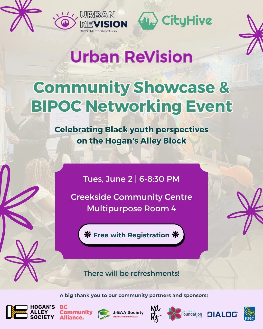 Join us in celebrating Cohort 5 of CityHive&rsquo;s Urban ReVision: BIPOC Mentorship Studio!

Hear from Black youth and connect with presenters, community organizations, and city leaders over good food. Participants have been working with Hogan&rsquo