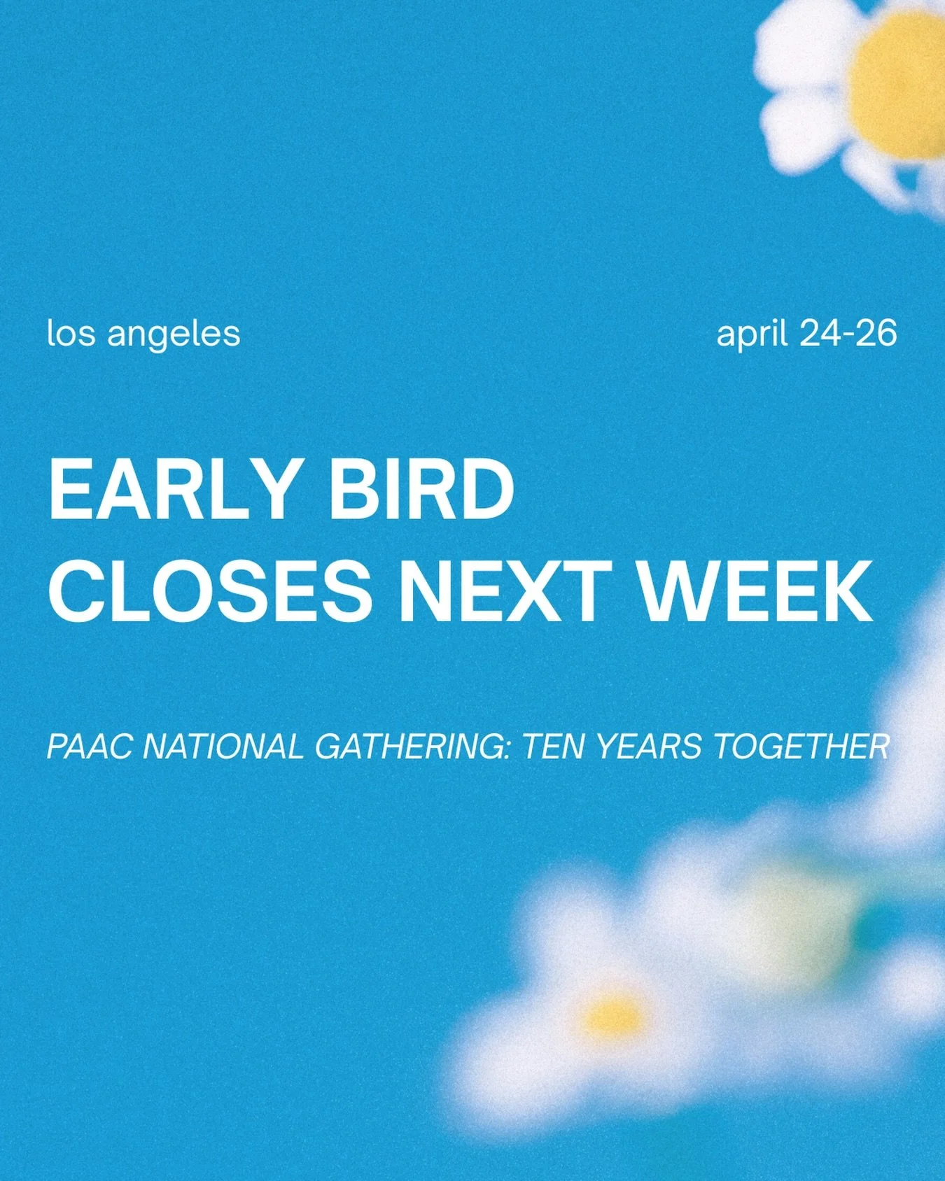 Don&rsquo;t miss out on this deal! 
Registration is $79 and will go up to $99 on March 1st ✨

This year&rsquo;s National Gathering theme is &ldquo;Ten Years Together&rdquo;, commemorating 10 years of PAAC but also how we have grown individually and a
