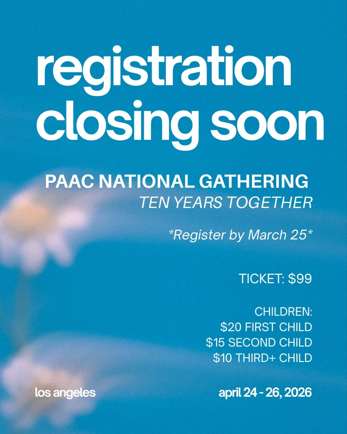 Hey PAAC Family!

Registration deadline is approaching soon so if you haven&rsquo;t gotten your ticket yet, click the link in our bio to grab one today ✨

We have an awesome weekend planned for you and we will be sharing more throughout the week so s