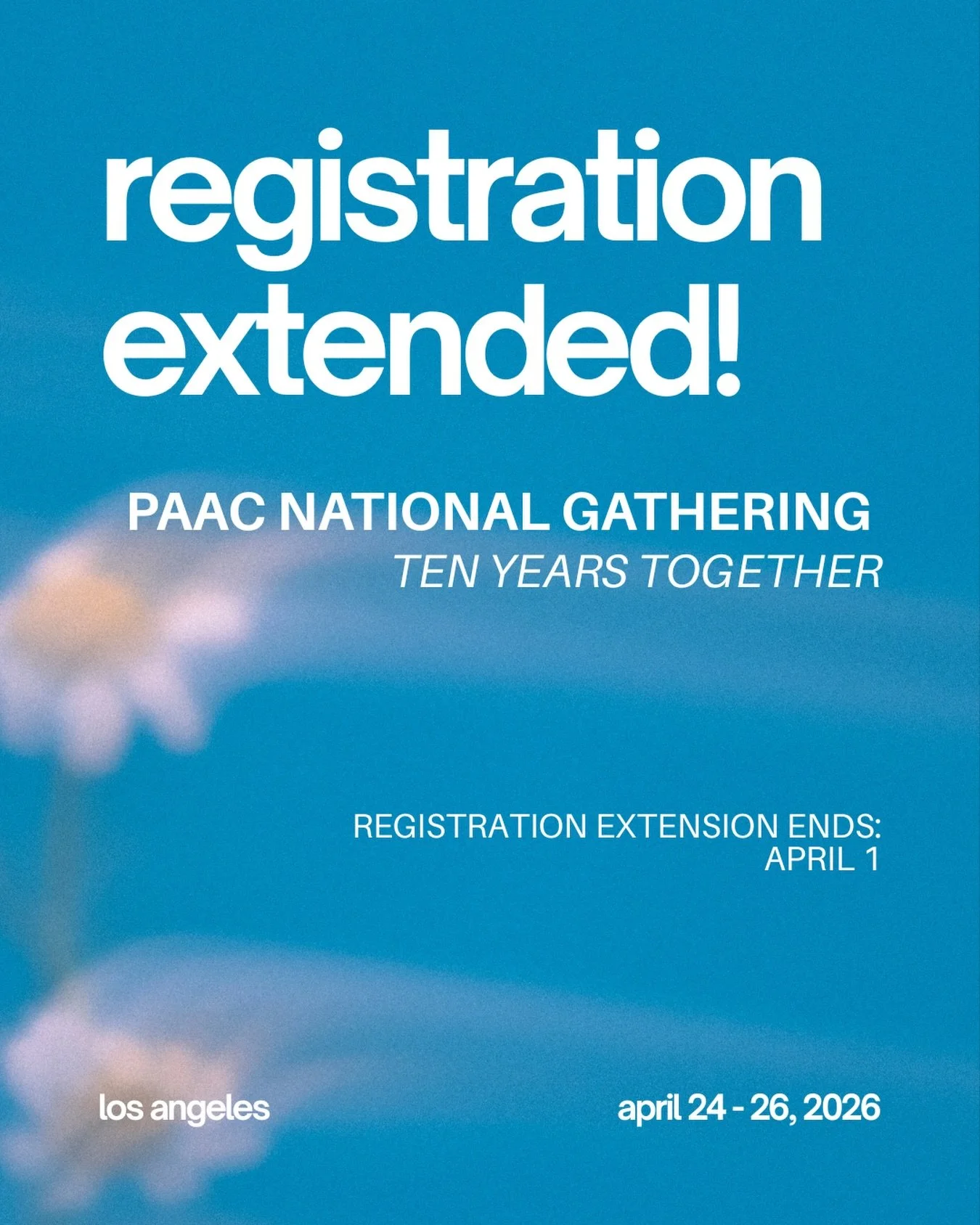 WE HEARD YA&rsquo;LL!

PAAC National Gathering registration deadline has been extended so make sure you register by April 1. We have an exciting weekend planned for you and can&rsquo;t wait to see you there! ✨🔥

Link in bio to register!
Full schedul