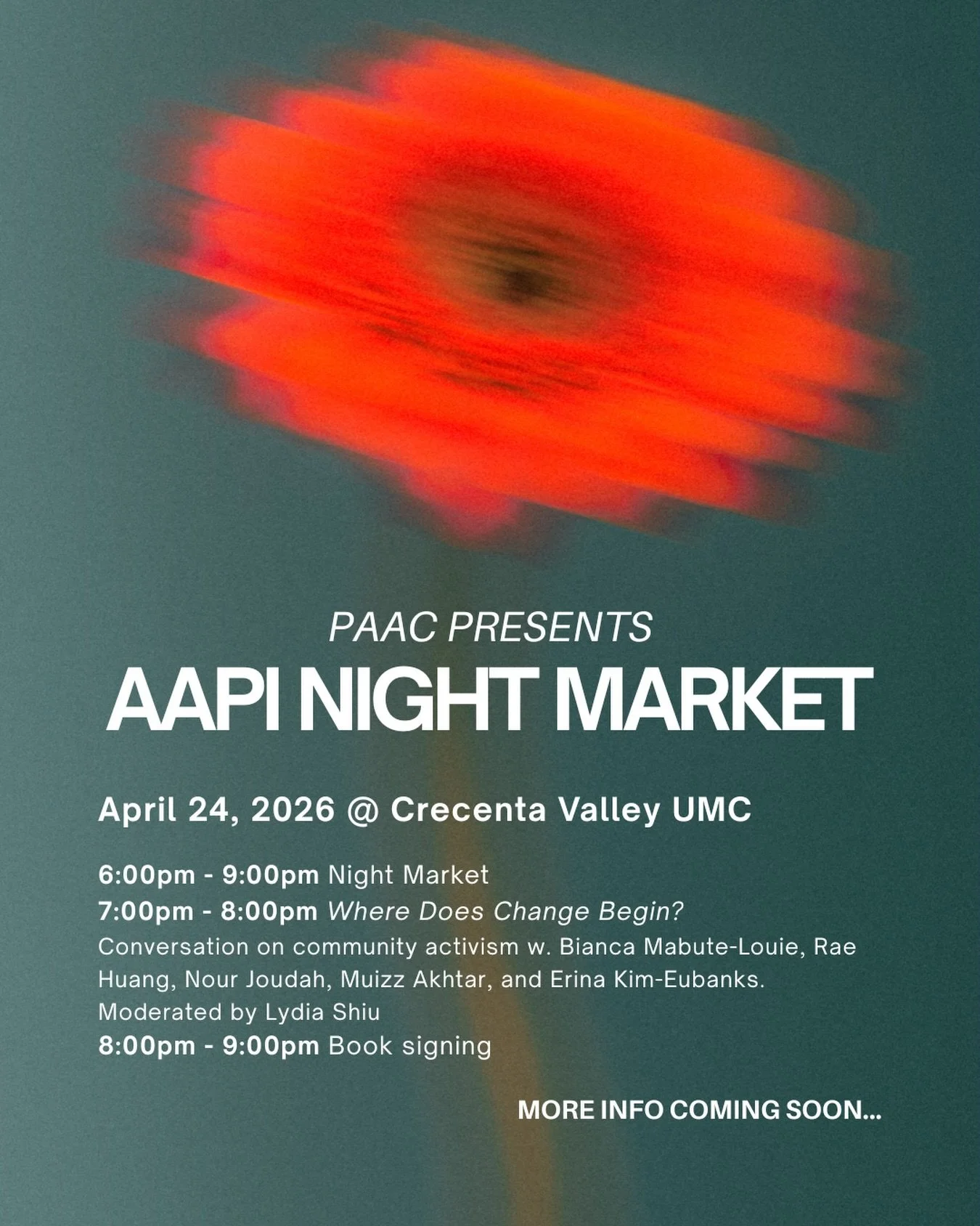 A woop woop 😍

So excited to share a little more about our amazing night market happening on April 24th! 

From 6PM-9PM, stroll around and check out AAPI vendors that will be at the night market. There will be community organizations, small business
