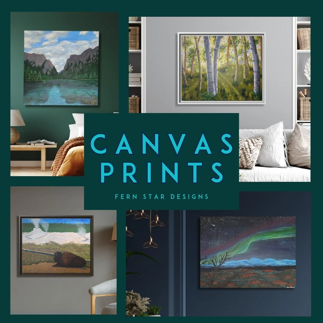 Transform your walls with a piece of nature! ✨ I'm so excited to now offer high-quality canvas prints of my original paintings on my Etsy shop, Fern Star Designs.

Each print is a little window to the outdoors, designed to bring the peaceful calm of 