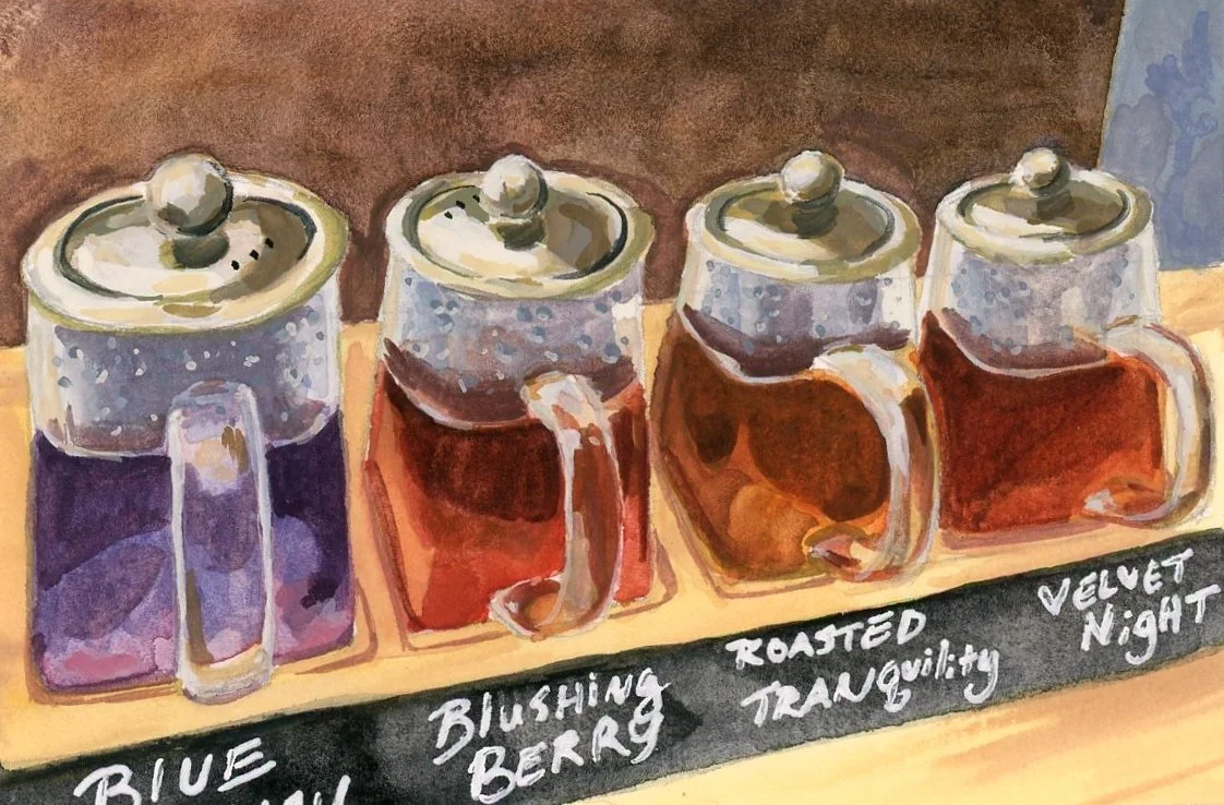 Tea Flight - gouache painting