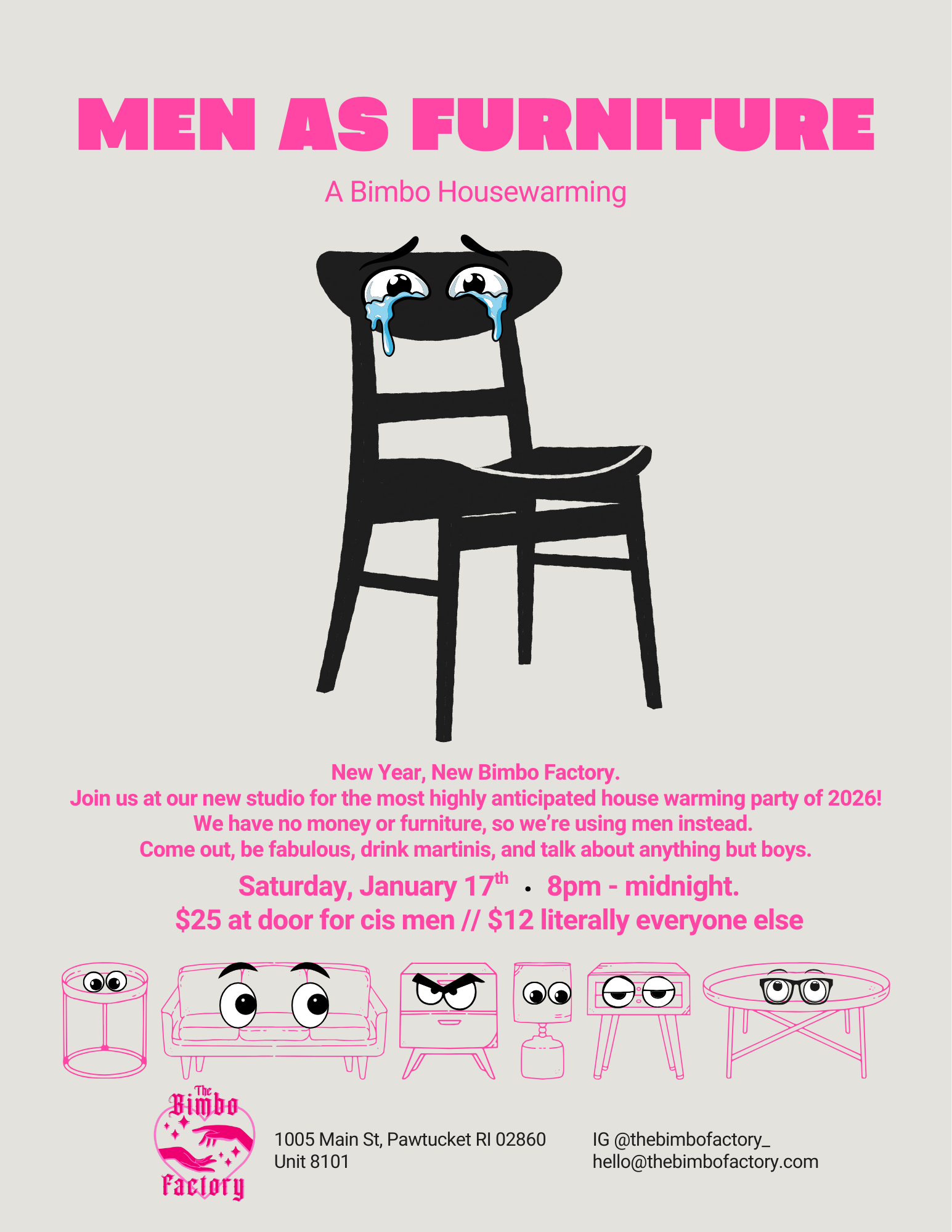 Men as Furniture: A Bimbo Housewarming