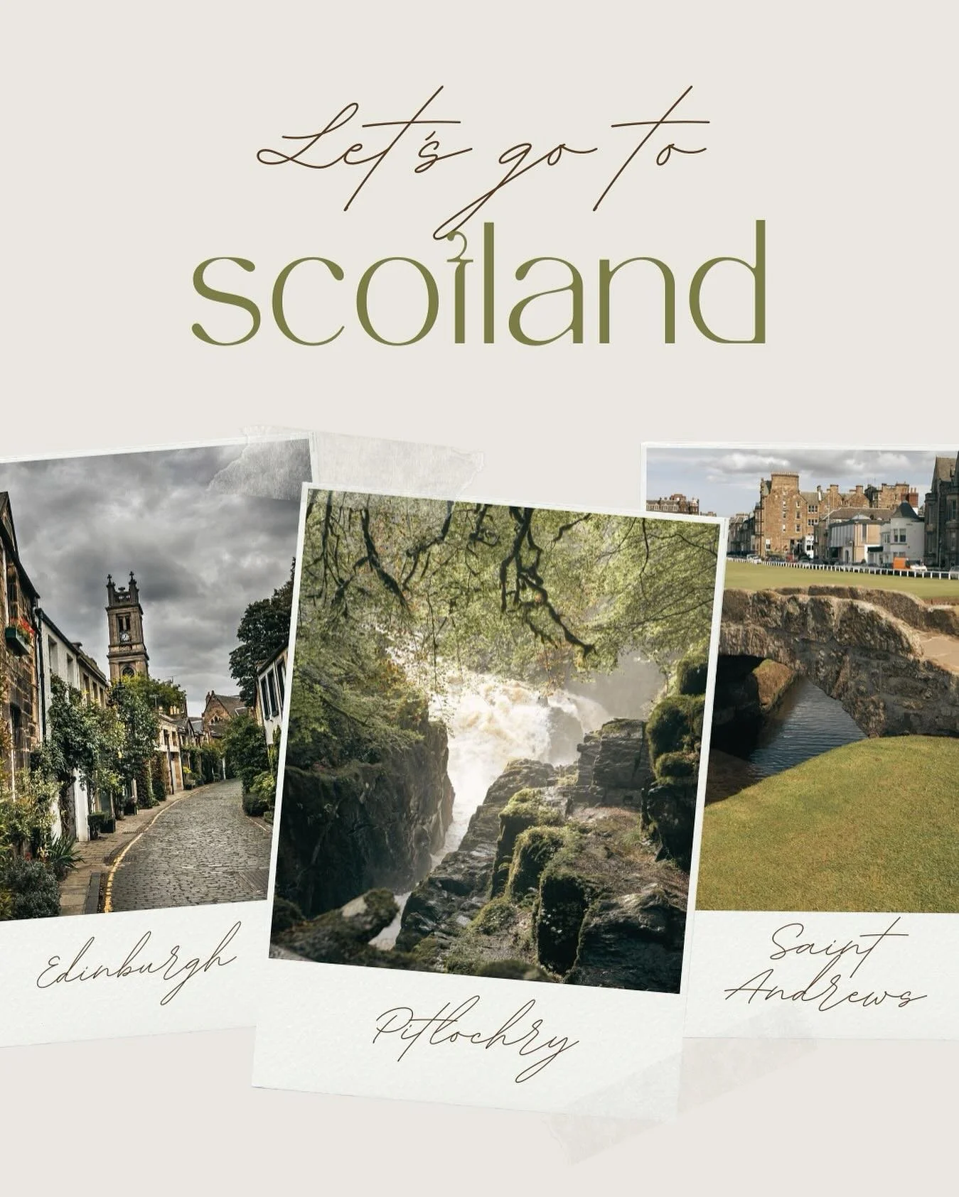 🏴✨ Let&rsquo;s go to Scotland! From the cobblestone charm of Edinburgh, to the rolling hills of Pitlochry, and the legendary fairways of St. Andrews&mdash;this trip blends traditional Scottish history, world-class golf, and the breathtaking Highland