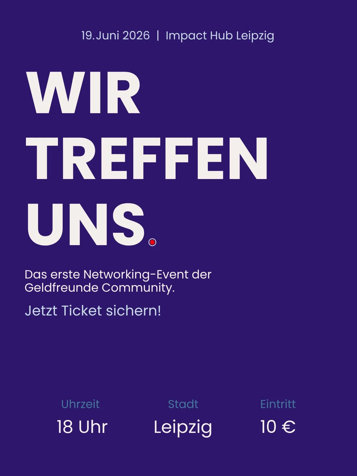Es ist soweit. 

Das erste Networking-Event der Geldfreunde Community steht an! Unternehmer, Gr&uuml;nder, Vision&auml;re, Zukunftstreiber &amp; Startup-Enthusiasten an einem Tisch &ndash; echte Gespr&auml;che, keine Hochglanzveranstaltung. 

Euch er