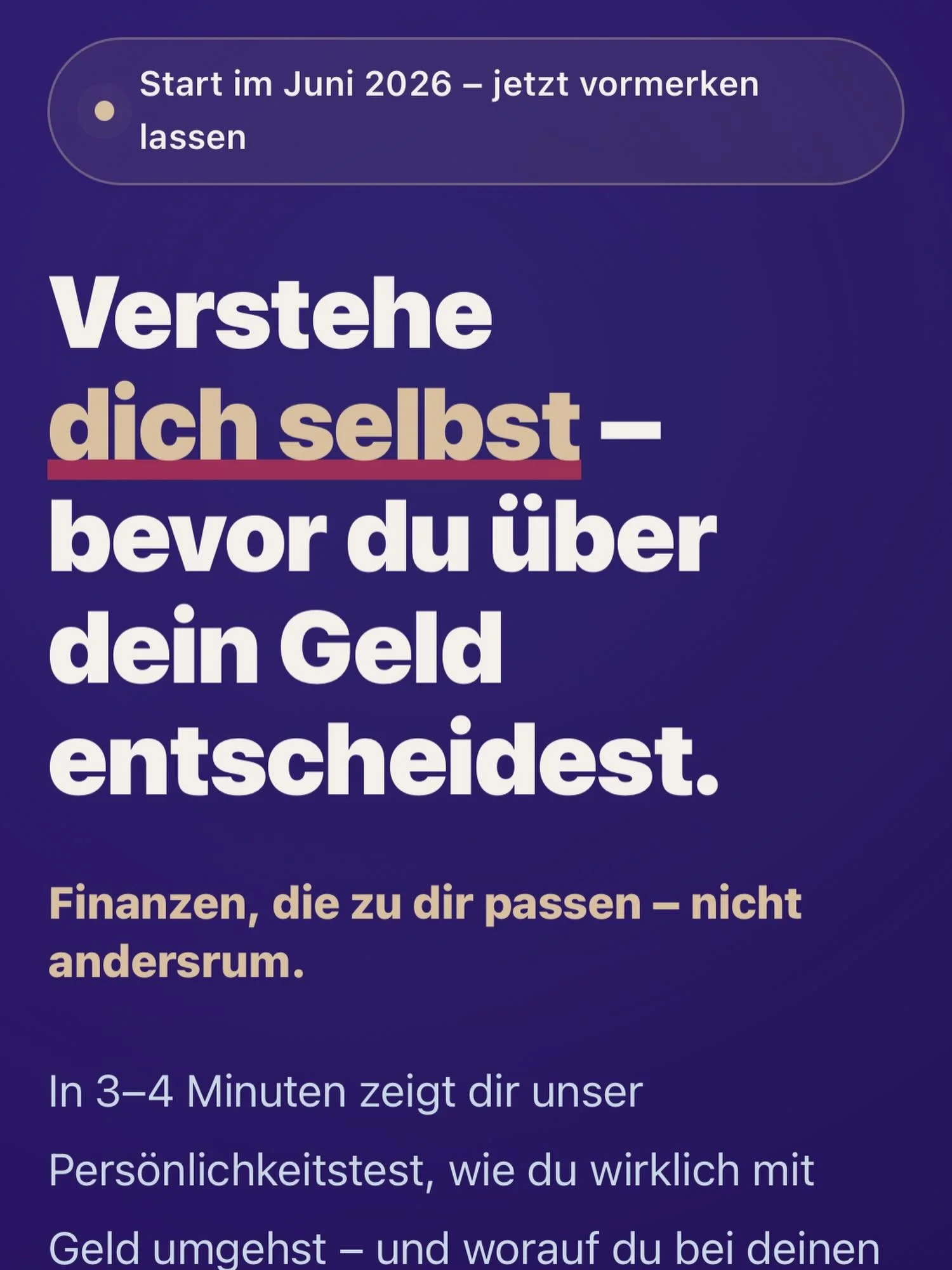 Und was ist, wenn jemand mal fragt, wer DU bist?

#Geldfreunde #Community #Startup #PersonalityForFinance #financialWellbeing