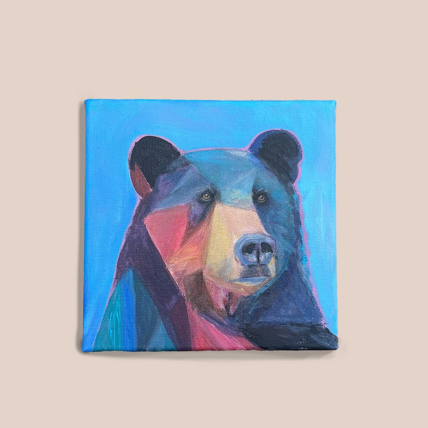 'Grin and bear it 1'
6" x 6"
An experiment with colour and a toddler-friendly subject :)
I've had this idea to create a series of colourful animals for a while.
What do you think?
For anyone interested, I'll be doing larger ones also. Stay