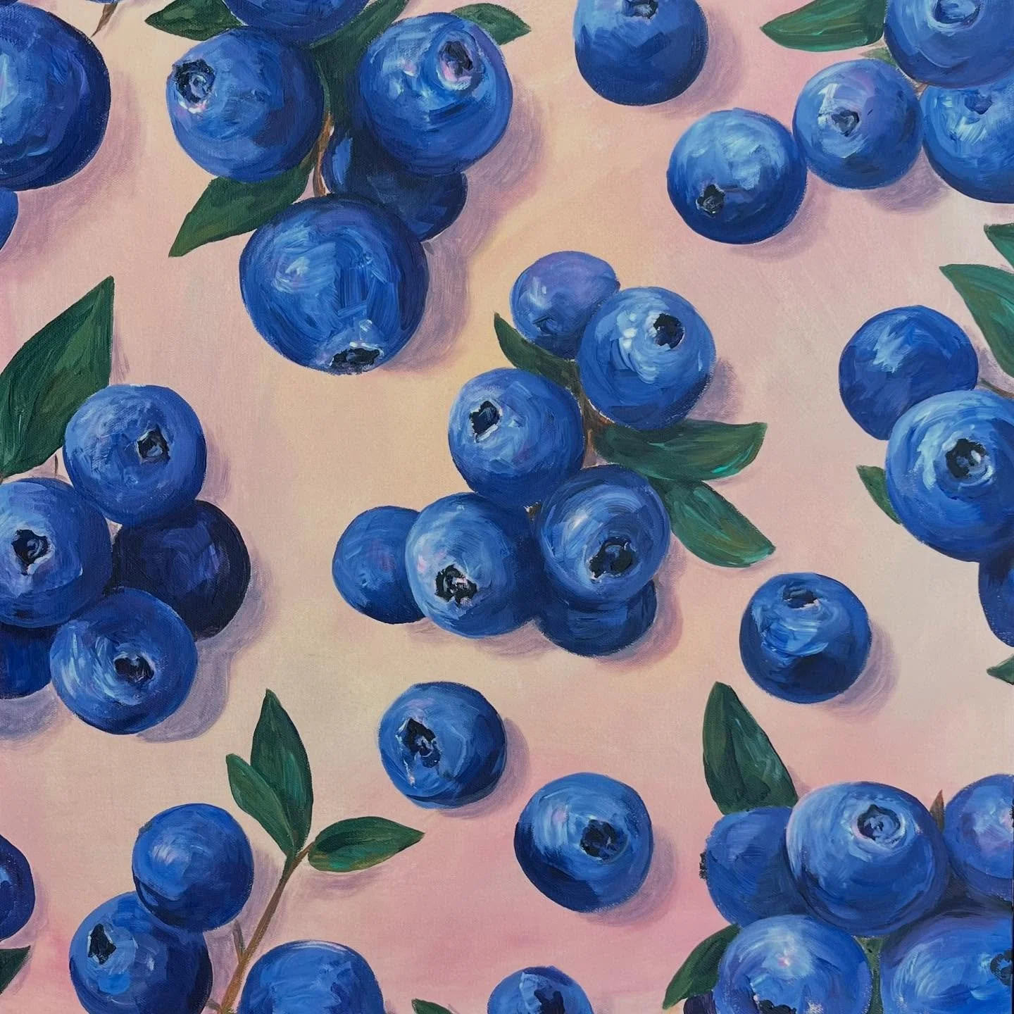 Blueberry season (1/2)
24&quot; x 24&quot;
Acrylic painting on canvas.
Inspired by the blueberry u-pick season in NB!
Really into patterns and blueberry jam at the moment.
