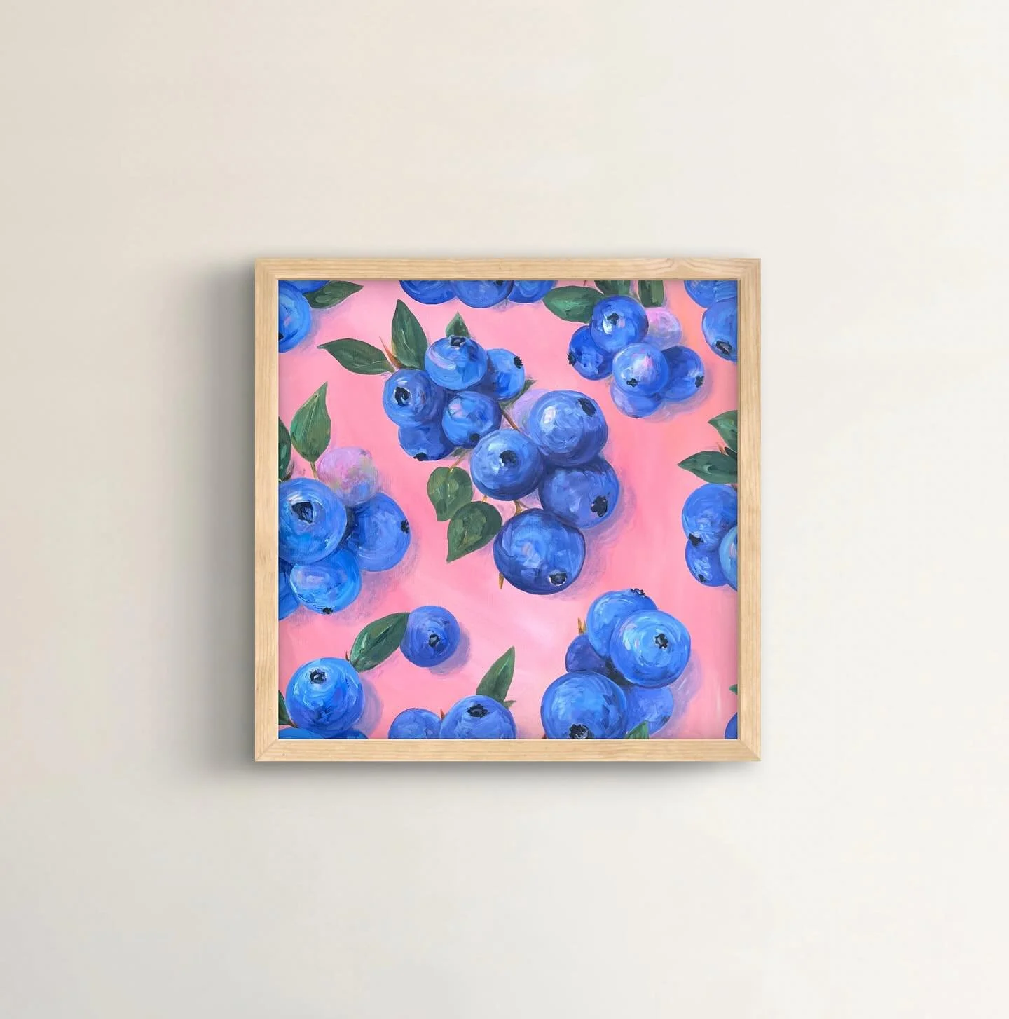 Blueberry Season (2/2)
24&quot; x 24&quot;
Acrylic painting on canvas.
Such a fun pop of colour for your wall!
Which fruit should I do next?