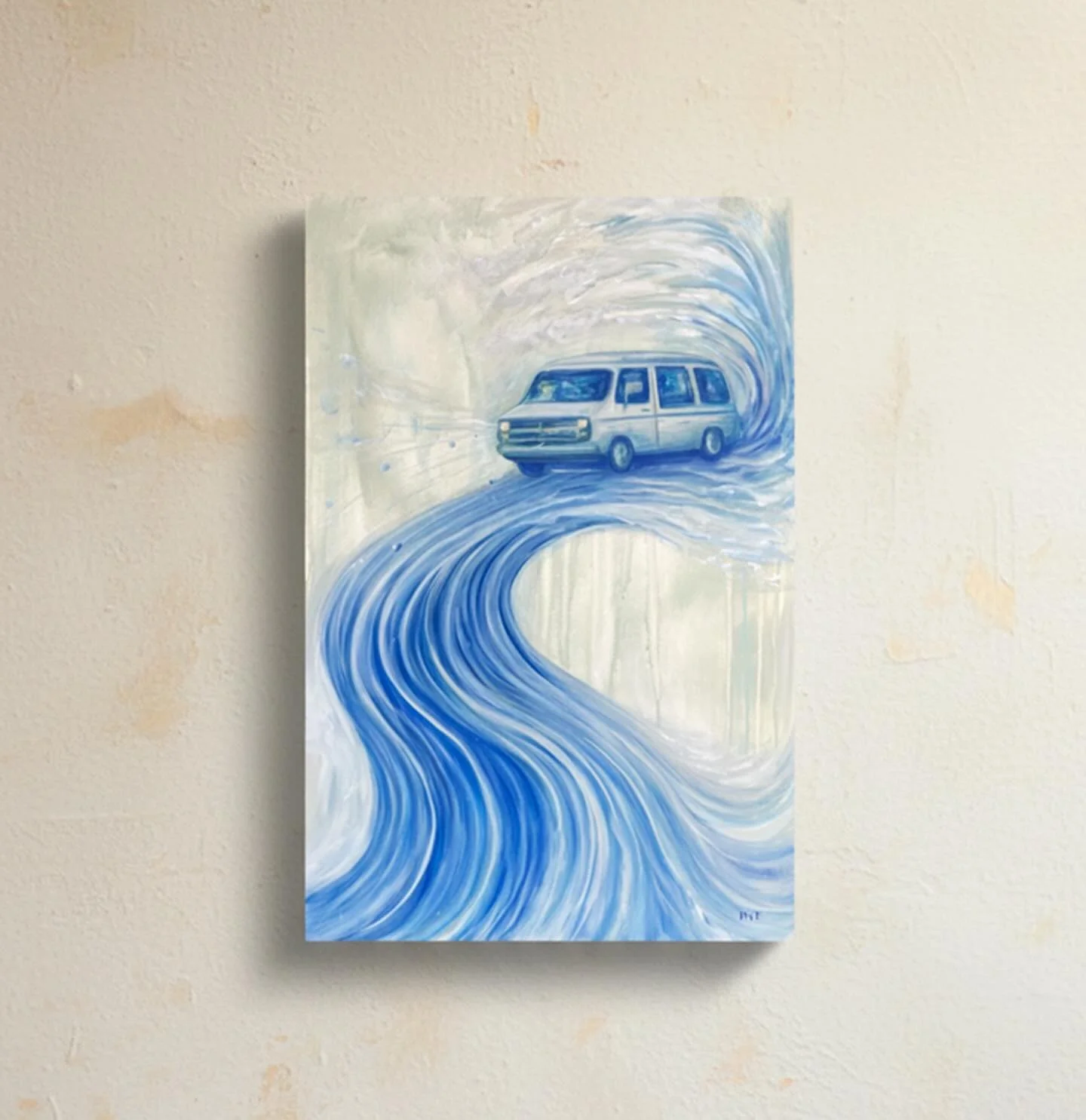 "The beginning"
24" x 36"
A conceptual and experimental piece.

I met my husband while tree planting. At the end of the season he bought a van so we could drive across the country.
We spent all our tree planting savings wandering 