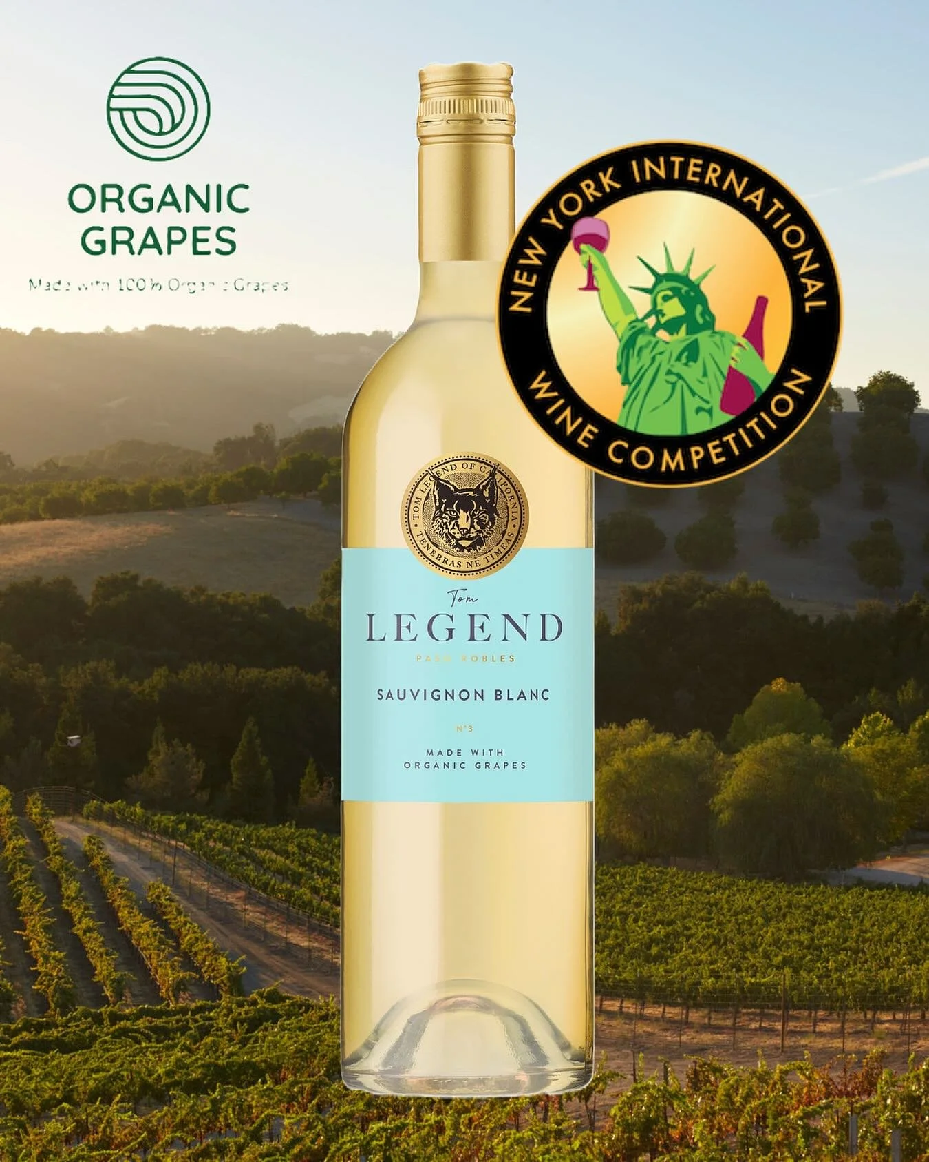Tom Legend Sauvignon Blanc, estate-grown in Paso Robles and crafted with Organic Grapes &mdash; and a Gold Medal winner at the New York International Wine Competition 🥇🏆

🥂 Crisp, refreshing, and vibrant with notes of key lime, guava, kiwi &amp; g
