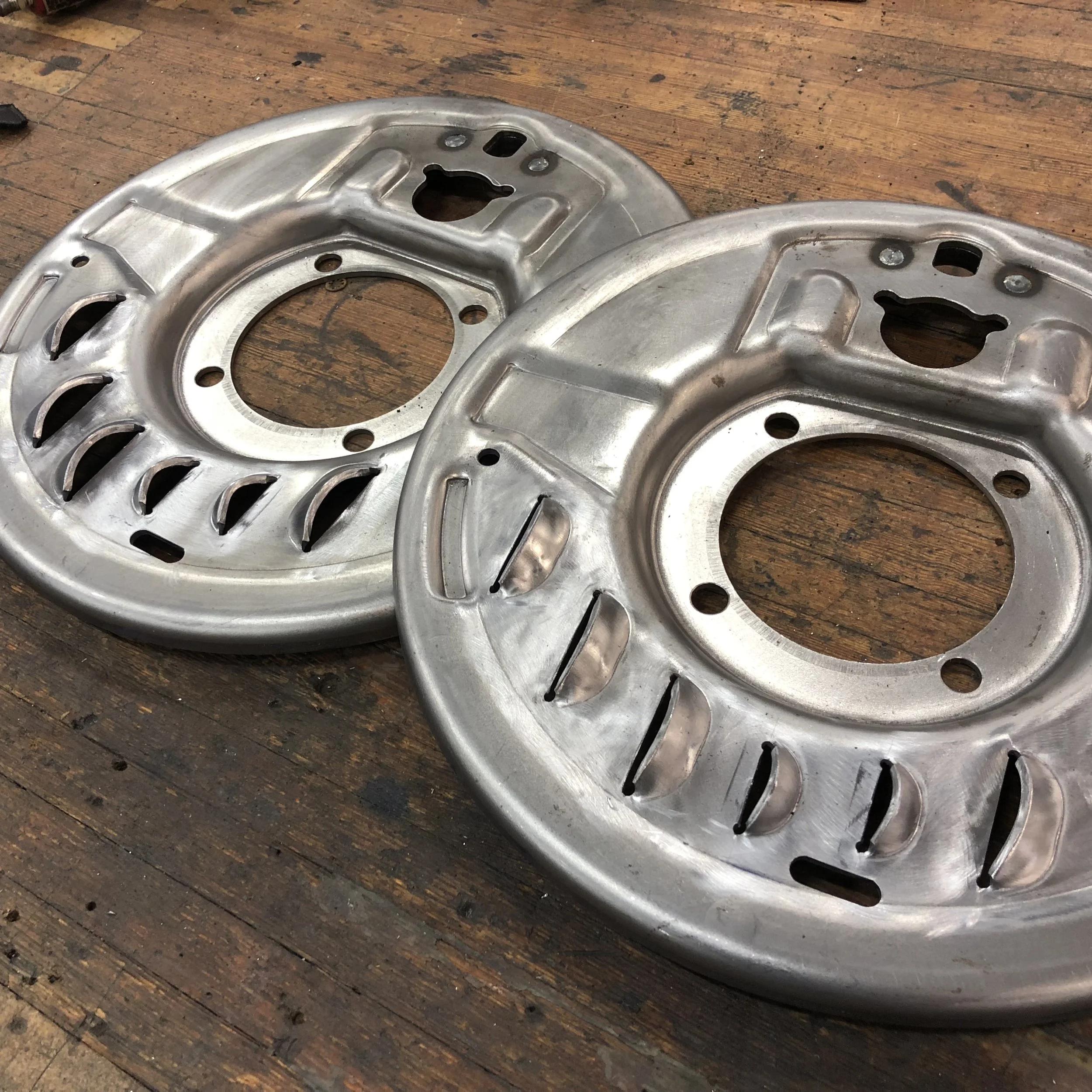 Early Ford brake backing plates with louvers