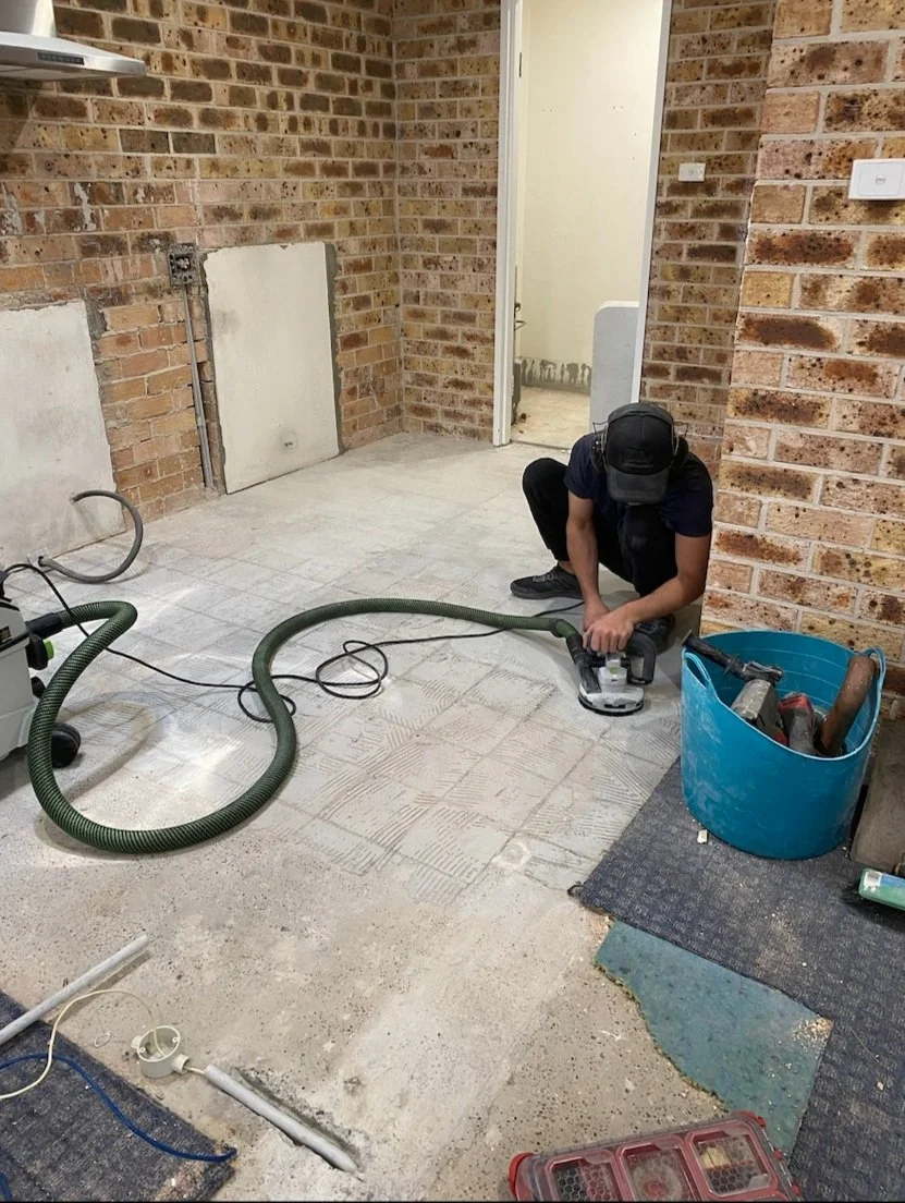 Prep work for tiling this kitchen renovation