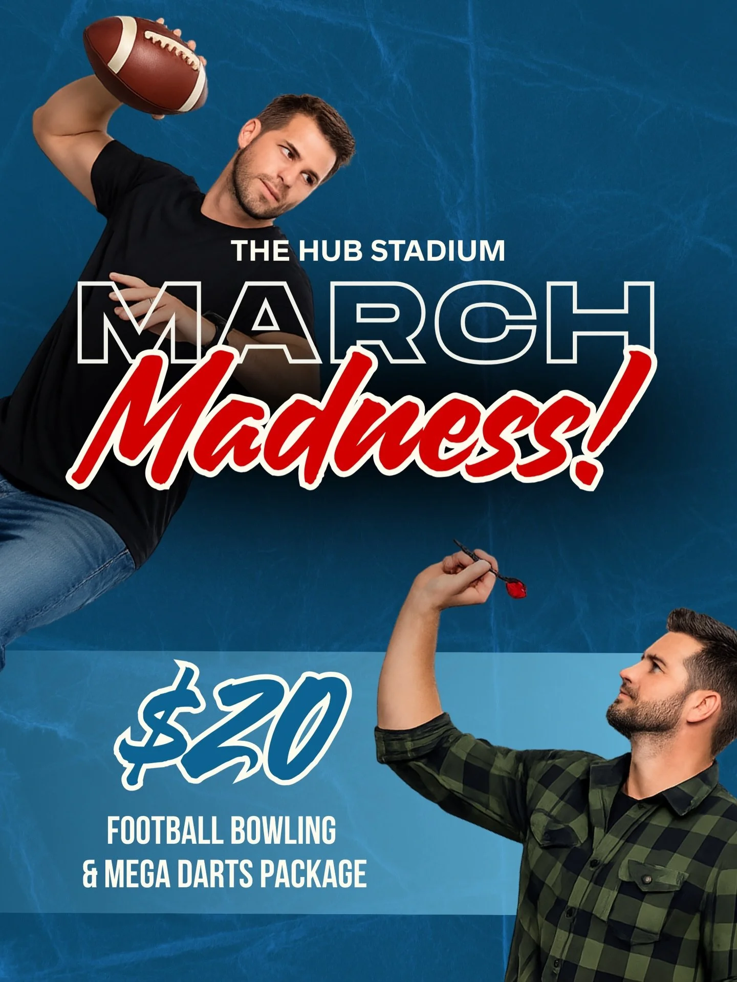 Celebrate March Madness with double the competition
Get 1 hour of Football Bowling + 1 hour of Darts for just $20 per person &mdash; the ultimate game-day combo.
Perfect for your crew, your coworkers, or anyone ready for some friendly rivalry. Book n
