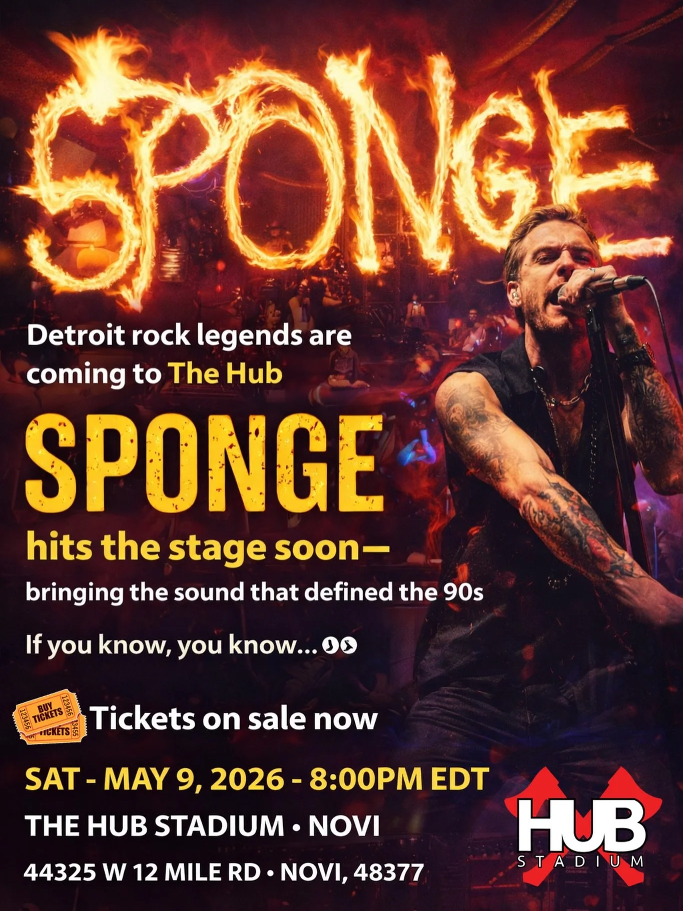 Detroit rock legends are coming to The Hub 🎸

@official_sponge_detroit hits the stage soon&mdash;bringing the sound that defined the 90s!

If you know, you know&hellip; 👀
🎟️ Tickets on sale now