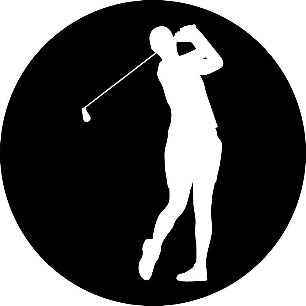 Silhouette of a golfer swinging a club