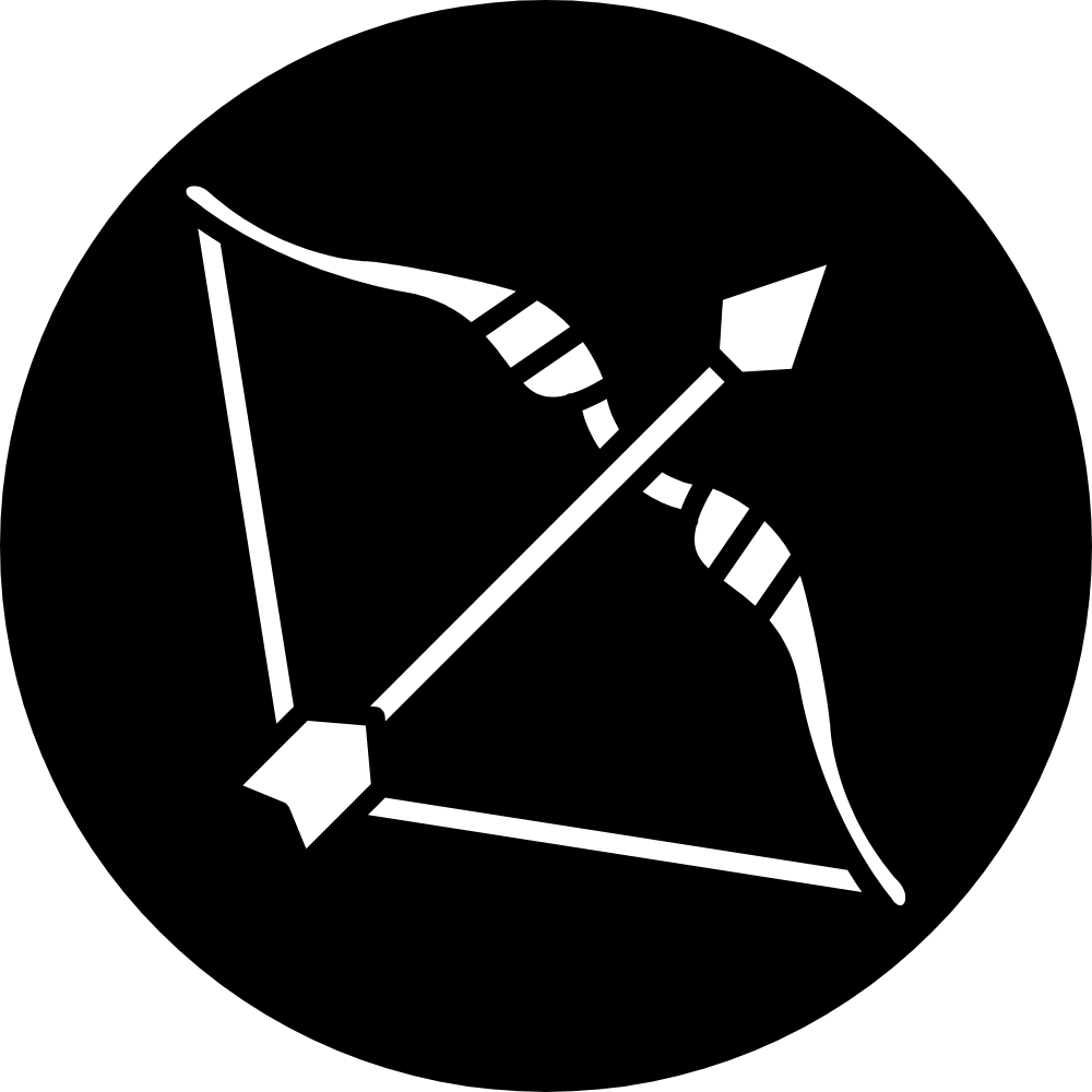 Icon of a bow and arrow drawn and ready to shoot