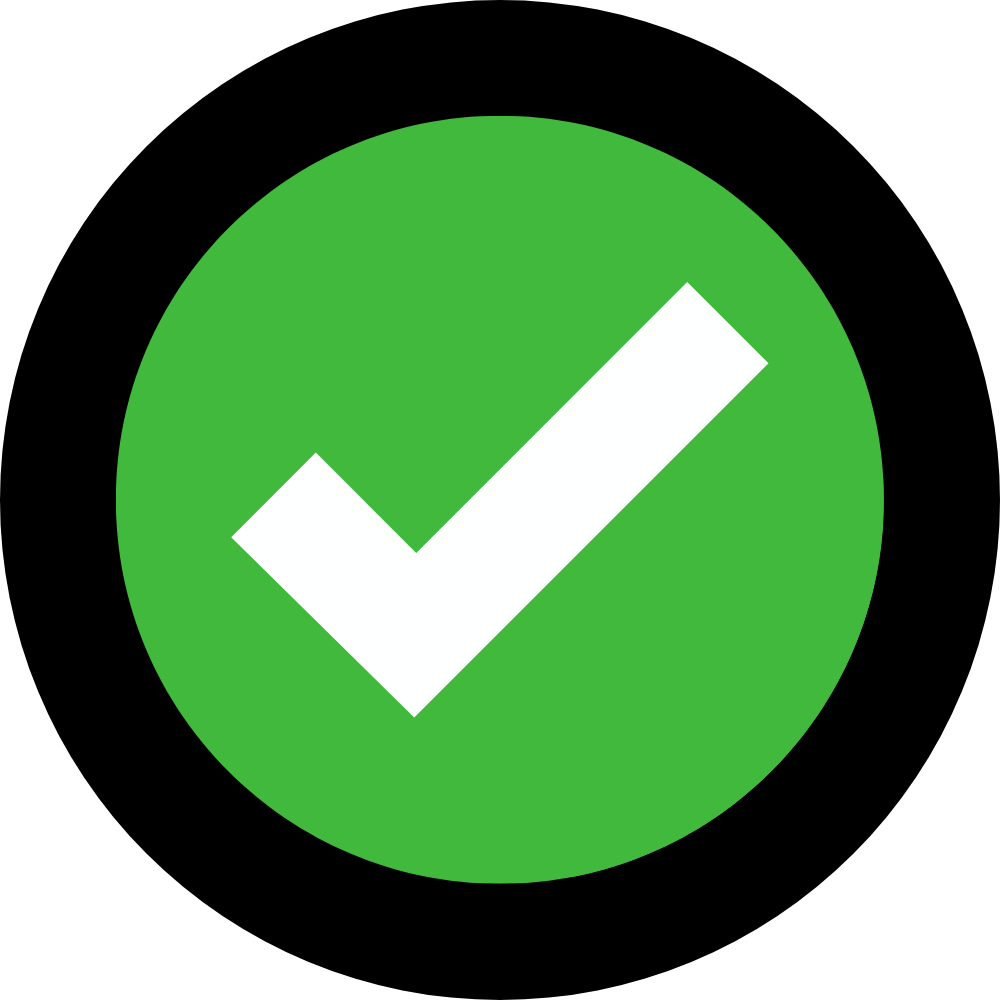 Green circle with a white checkmark