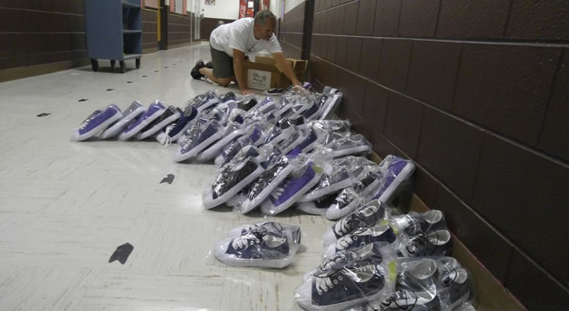 Shoes ready to be donated to the children from Billy4Kids. Billy Lerner