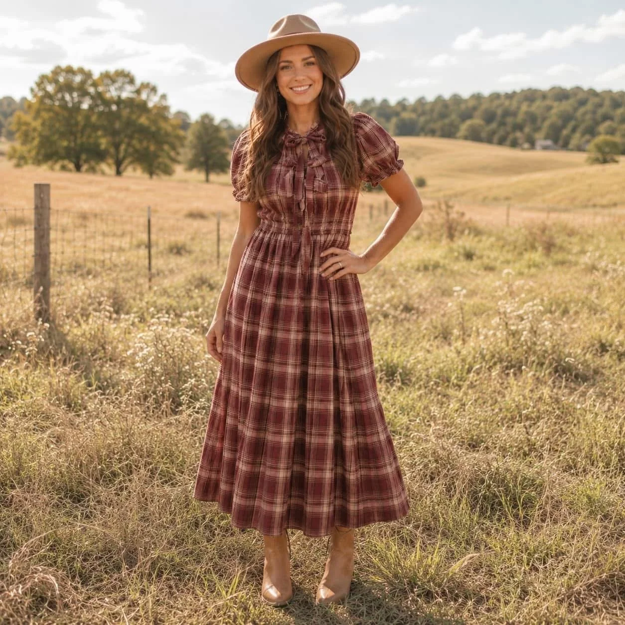 Red plaid dress
