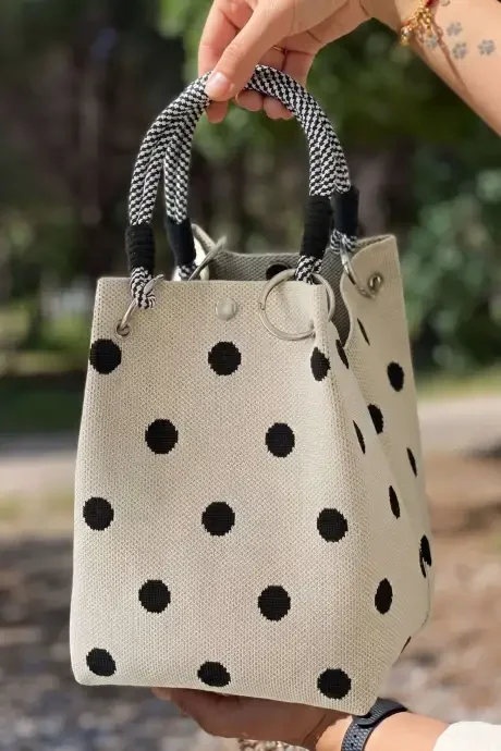 Polka Dot Rope Handles Durable All Seasons Tote Bag
