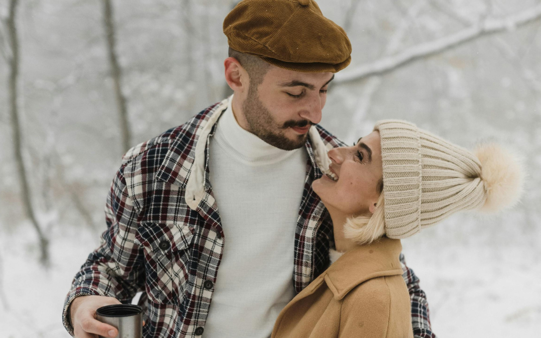 Happy Couple In Kalamazoo MI During Winter - Valentine's Day