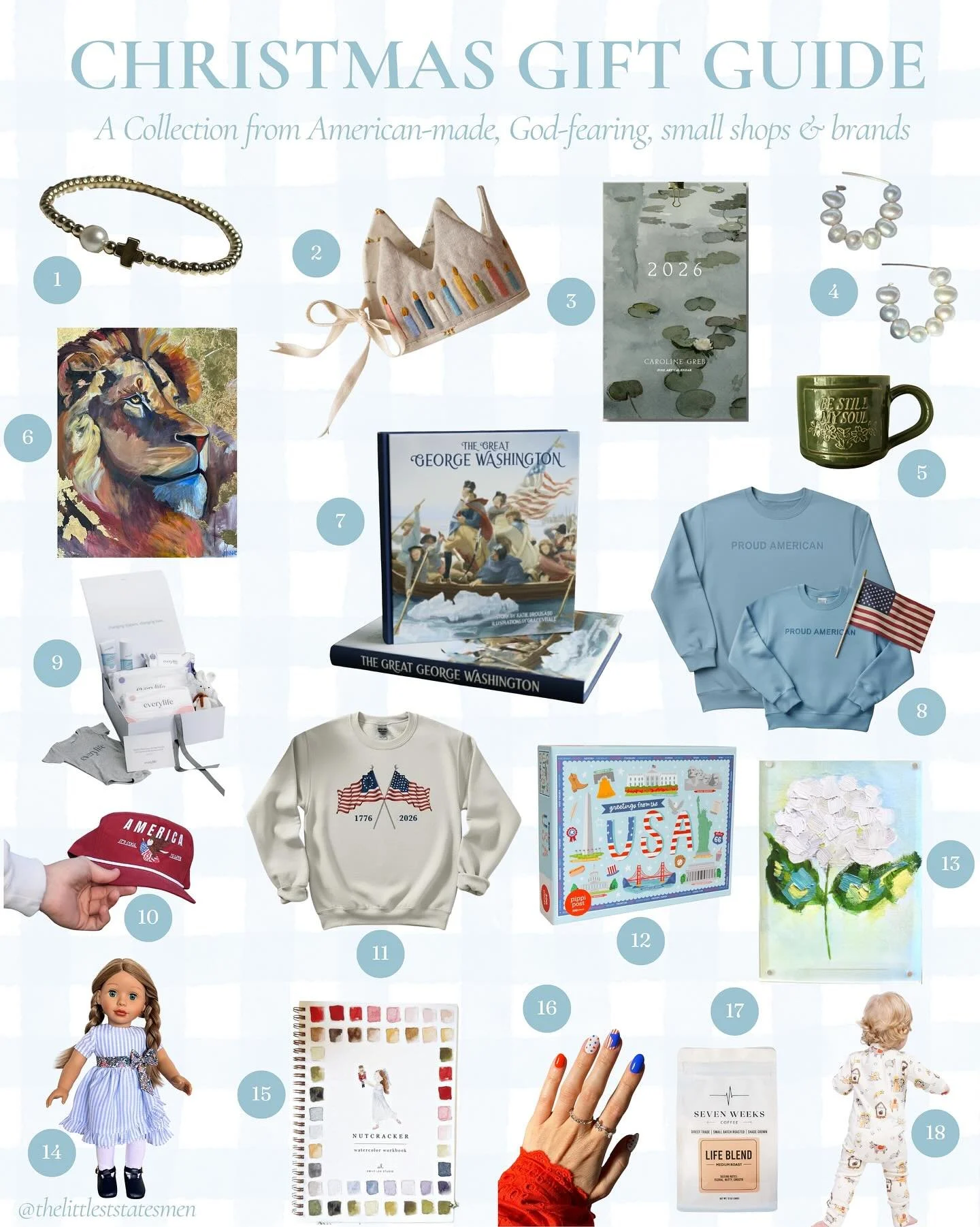 ✨ Our Christmas Gift Guide is here!   We are so excited to share our curated collection from American made, God-fearing, small shops that are dedicated to loving our country and our children.  Each item is specially chosen to offer elevated, thoughtf