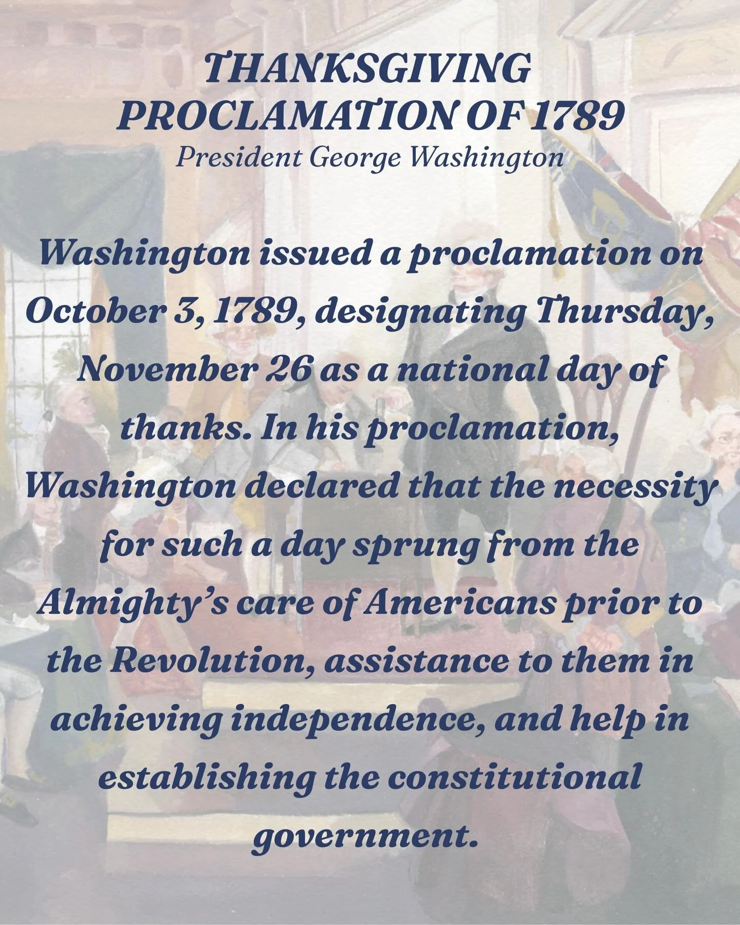 Happy Thanksgiving! We encourage you to pause and read the beautiful Thanksgiving Proclamation that George Washington wrote in 1789. May it bless you today. 

We are so beyond thankful to live in this incredible country. A dream of freedom &mdash; re