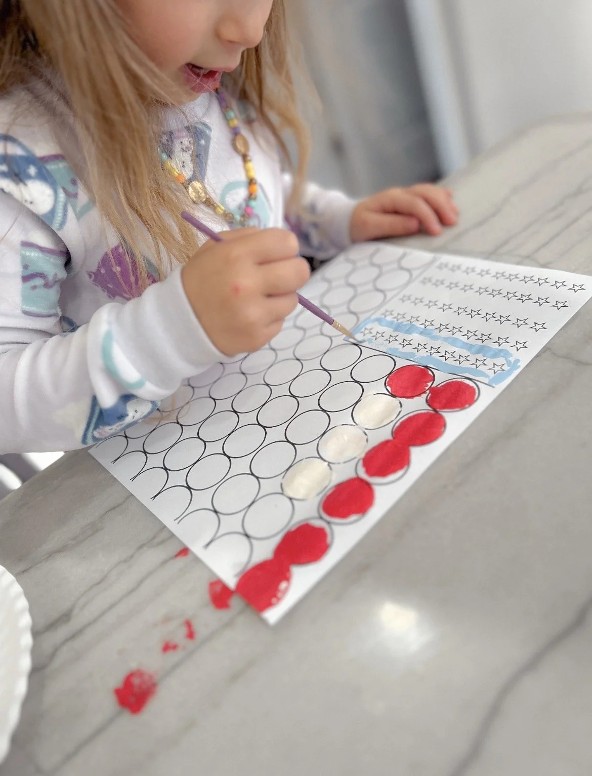 Cotton Ball American Flag Craft