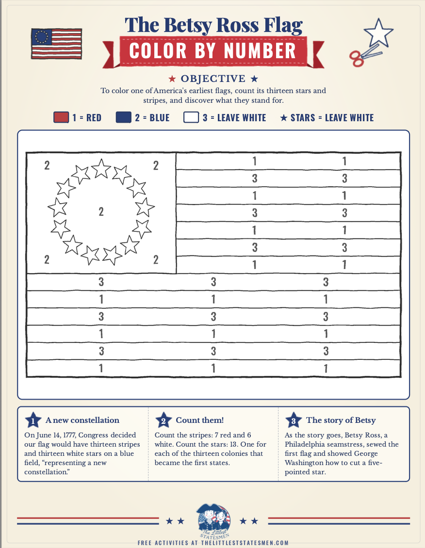 Betsy Ross Flag Color-by-Number