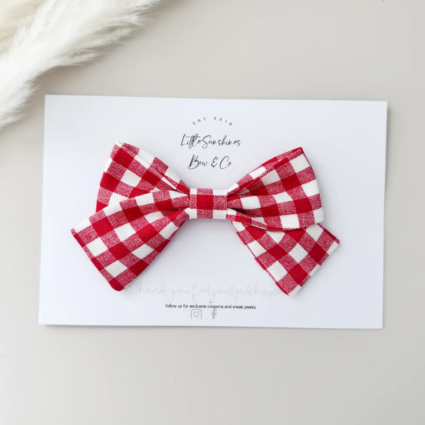 Red Gingham Hair Bow