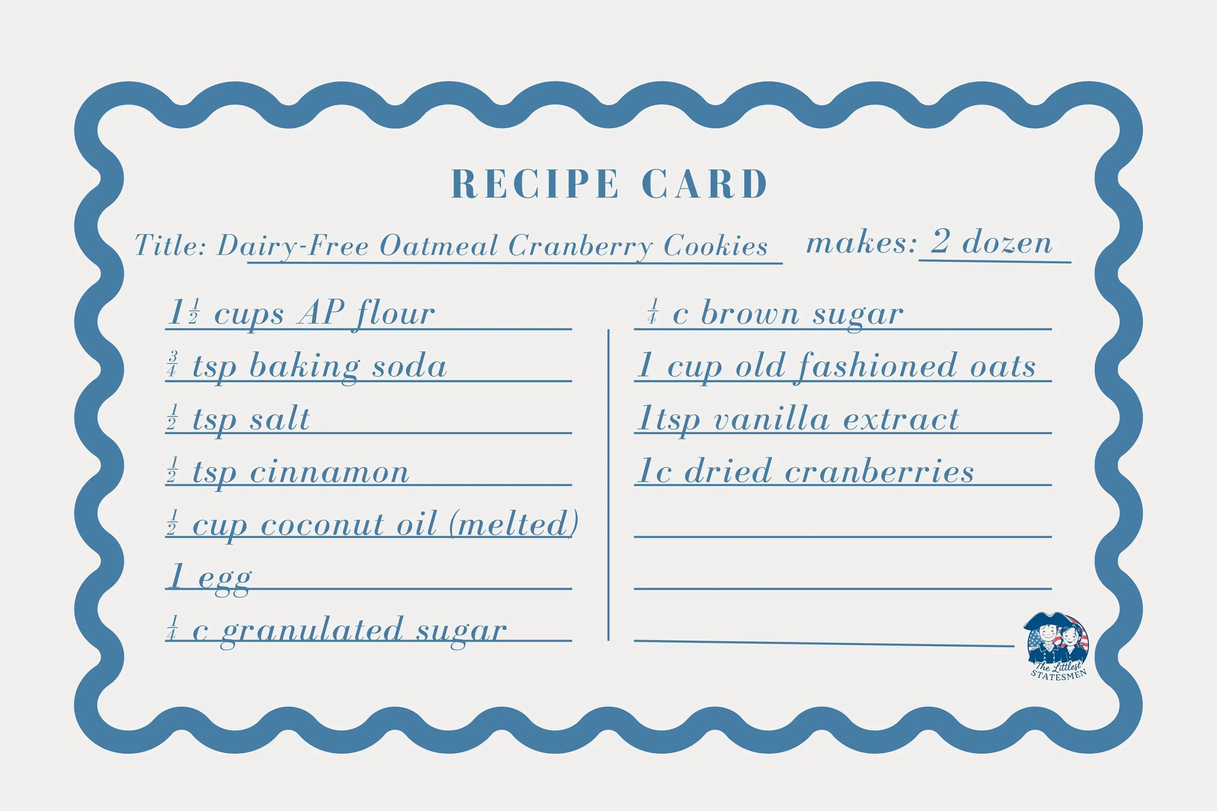 Recipe for Dairy Free Oatmeal Cranberry Cookies to bake at home with your family