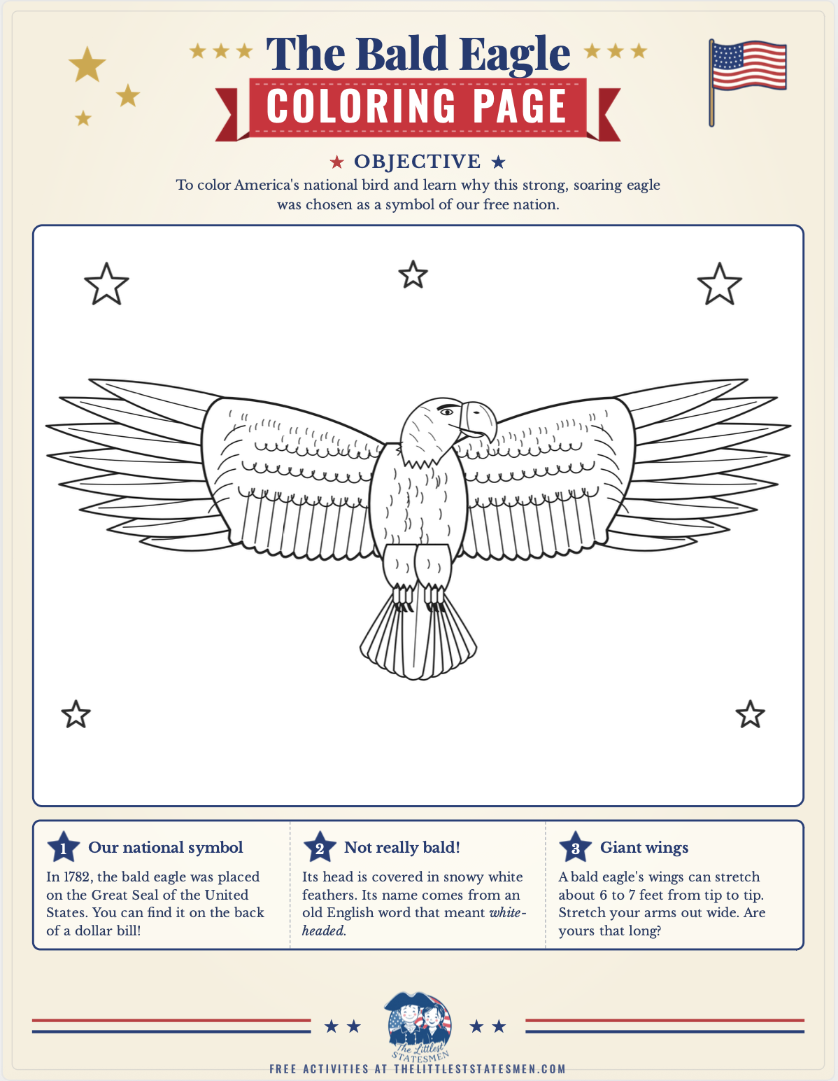 Bald Eagle Coloring Page: Free Printable for Kids