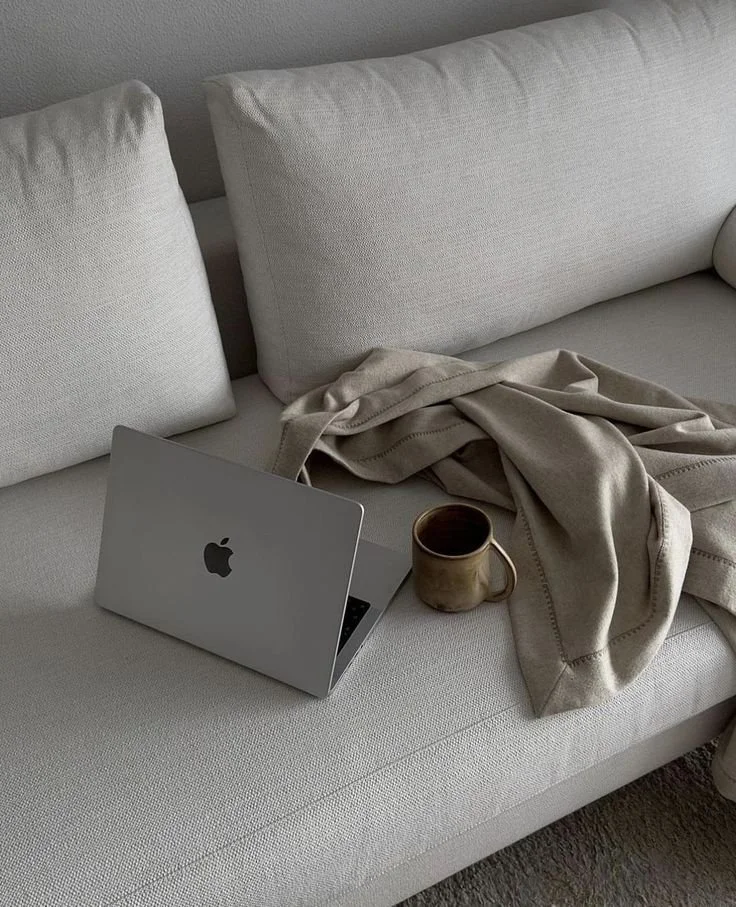 Laptop on a couch