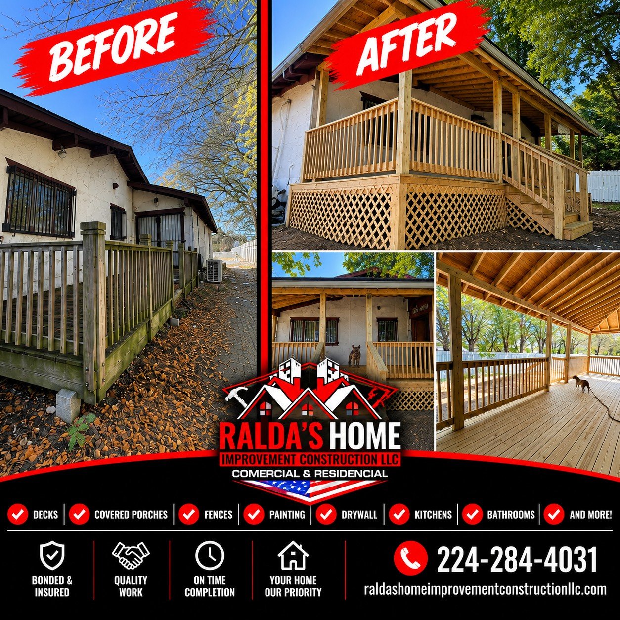 🔥 **THIS IS WHAT A REAL TRANSFORMATION LOOKS LIKE!**

**From an aging outdoor space to a beautiful, covered porch built for comfort, style, and lasting quality!** 🏡

Another impressive transformation by **Ralda&rsquo;s Home Improvement Construction