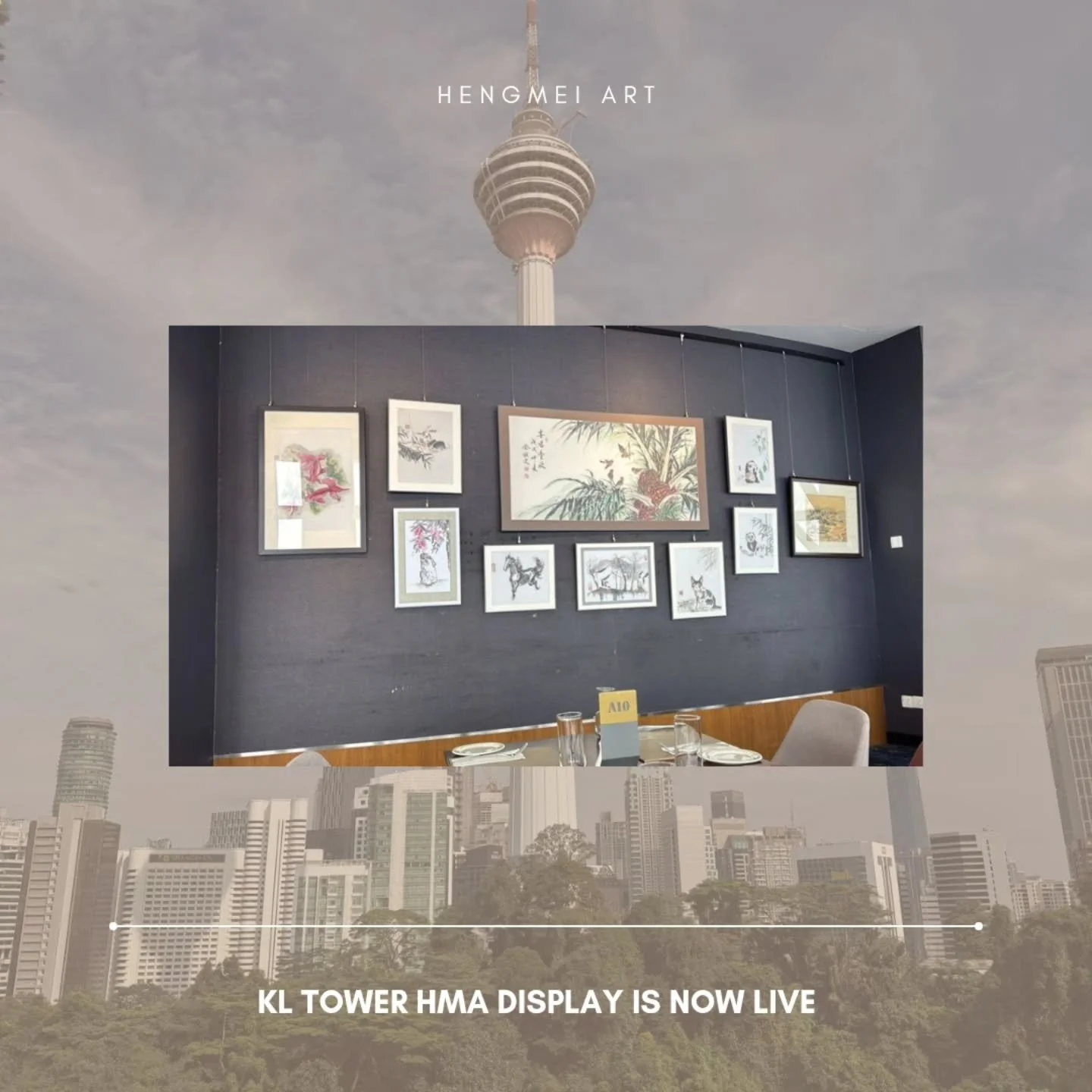 Brushstrokes among the clouds 🎨☁️

HengMei Art is delighted to share that our paintings are now on display at the KL Tower ORBIT Revolving Restaurant. This year-long exhibition features a curated blend of Chinese ink, watercolour, and contemporary p