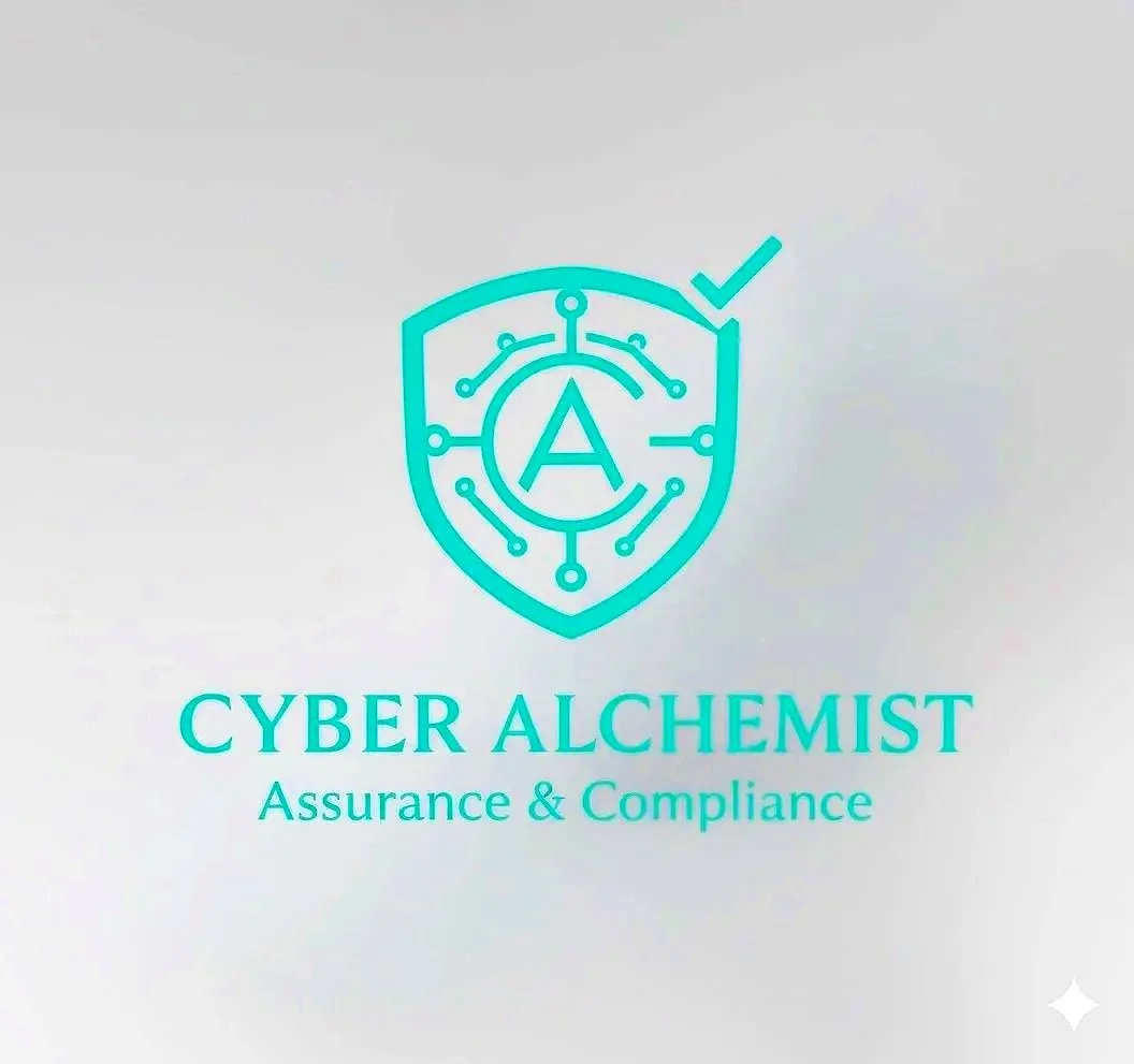 Logo for Cyber Alchemist featuring a shield with circuitry and a large letter A in the center, along with the text 'CYBER ALCHEMIST Assurance & Compliance'.